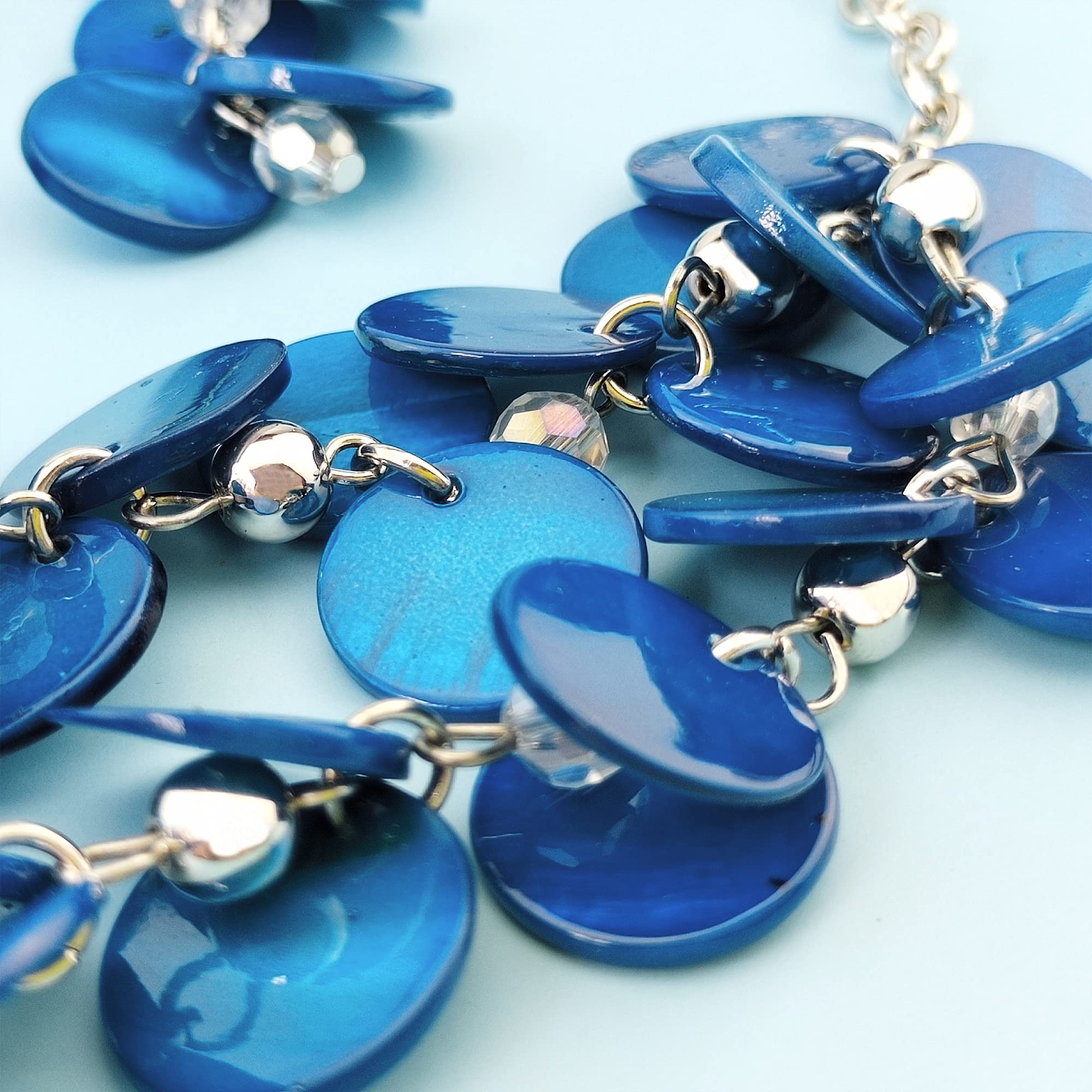 Bocar 2 Layer Statement Choker Shell Necklace and Earring Set for Women Gift - Image 3