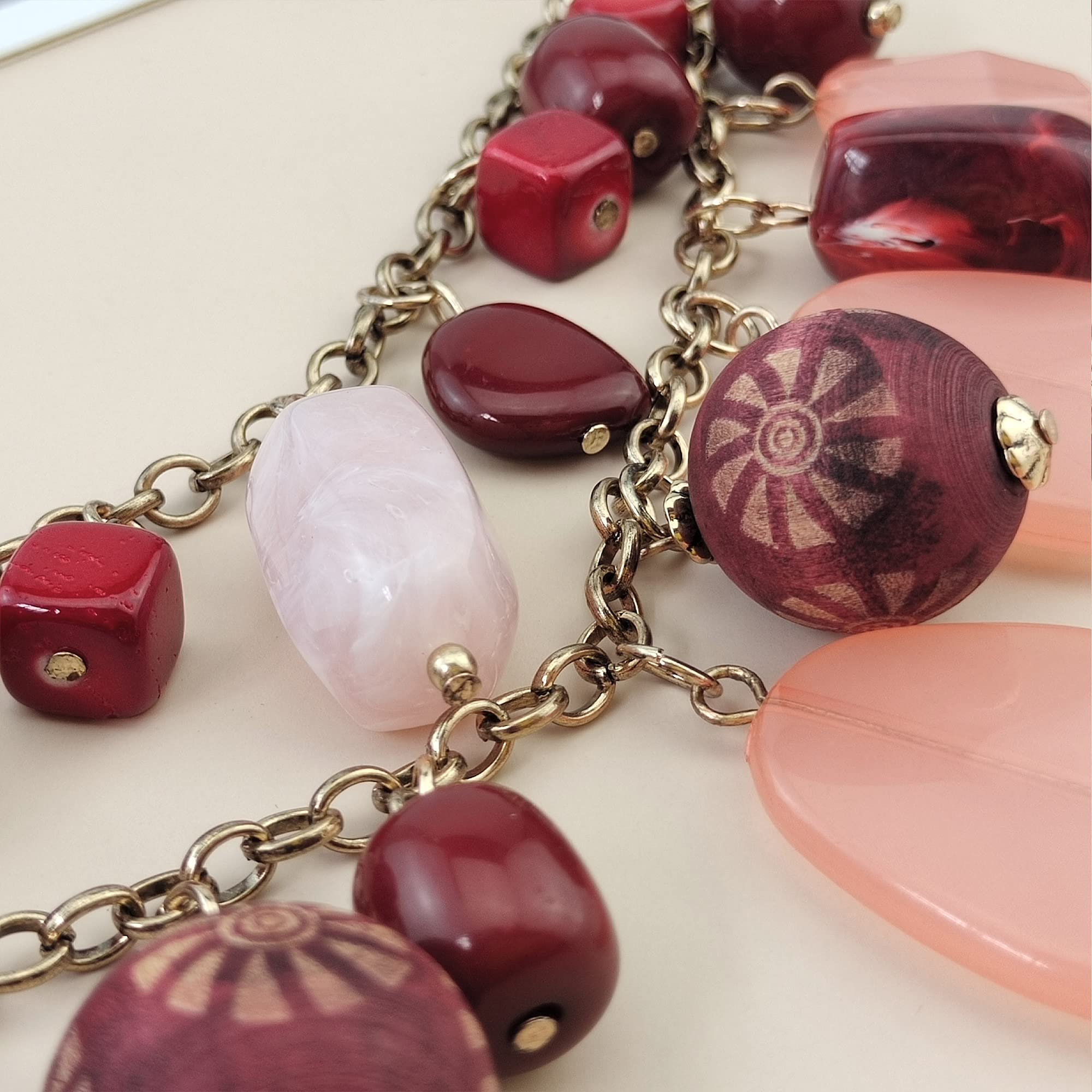 Bocar 2 Layer Statement Necklace Chunky Beaded Fashion Necklace for Women Gifts - Image 4