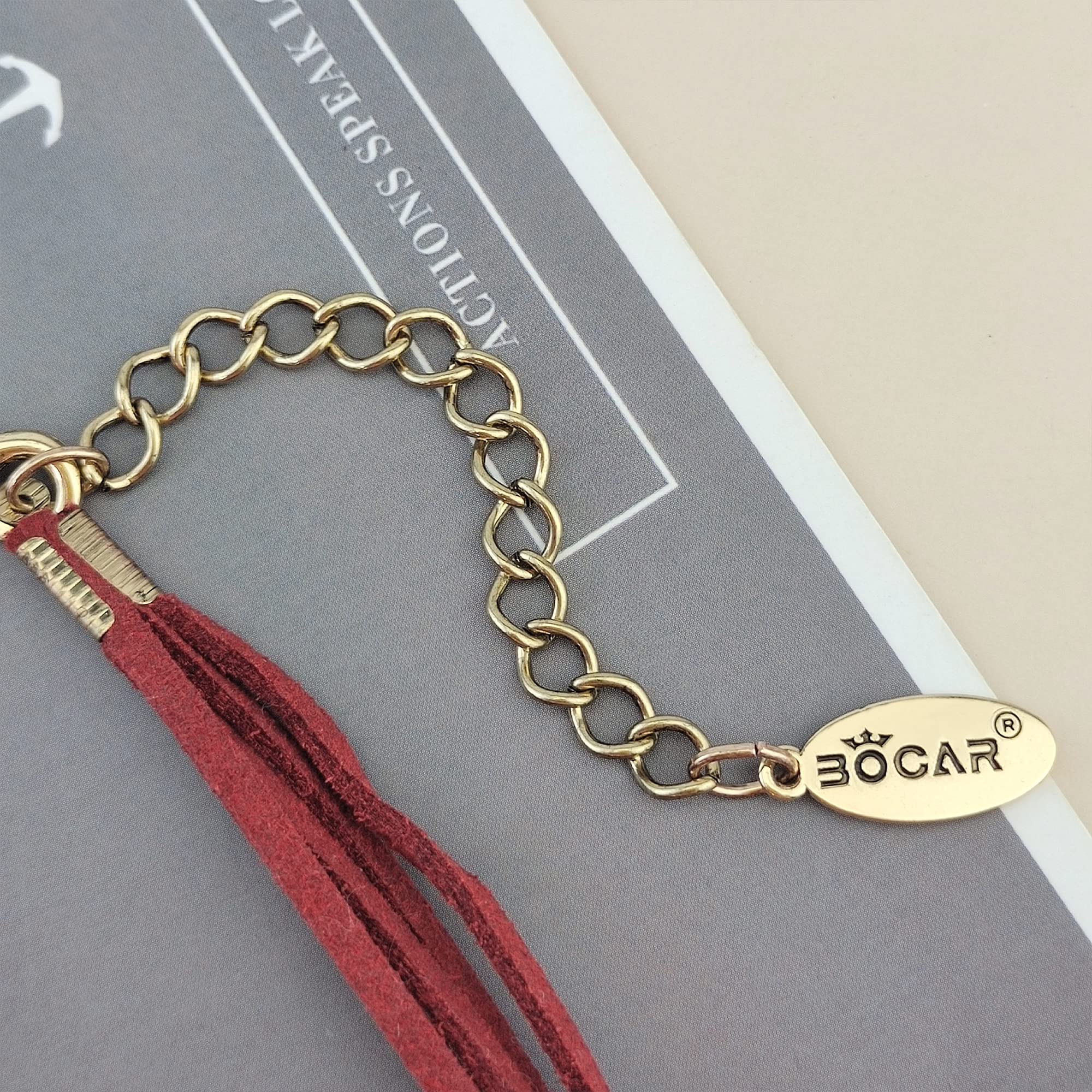 Bocar 2 Layer Statement Necklace Chunky Beaded Fashion Necklace for Women Gifts - Image 5