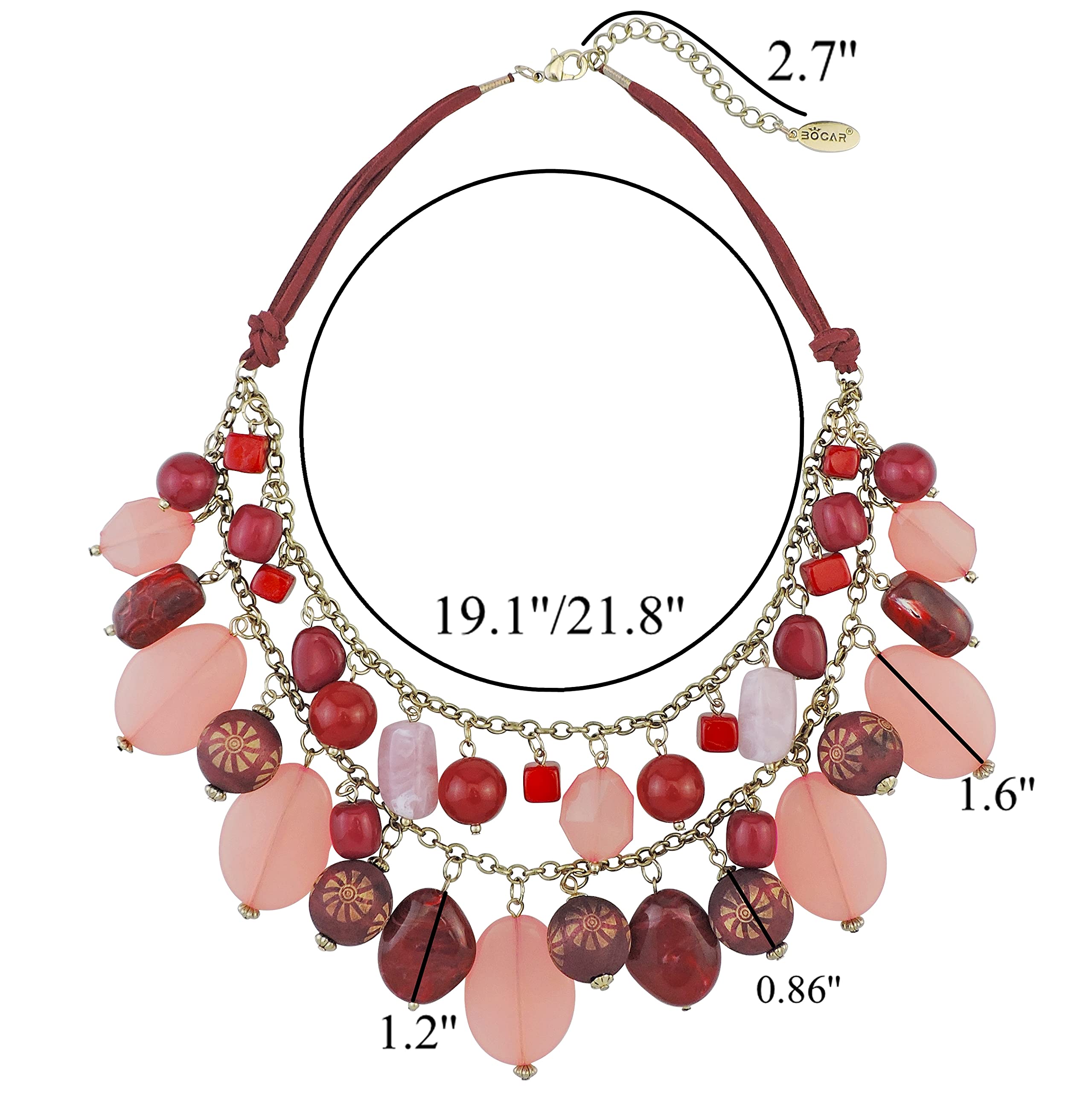 Bocar 2 Layer Statement Necklace Chunky Beaded Fashion Necklace for Women Gifts - Image 6
