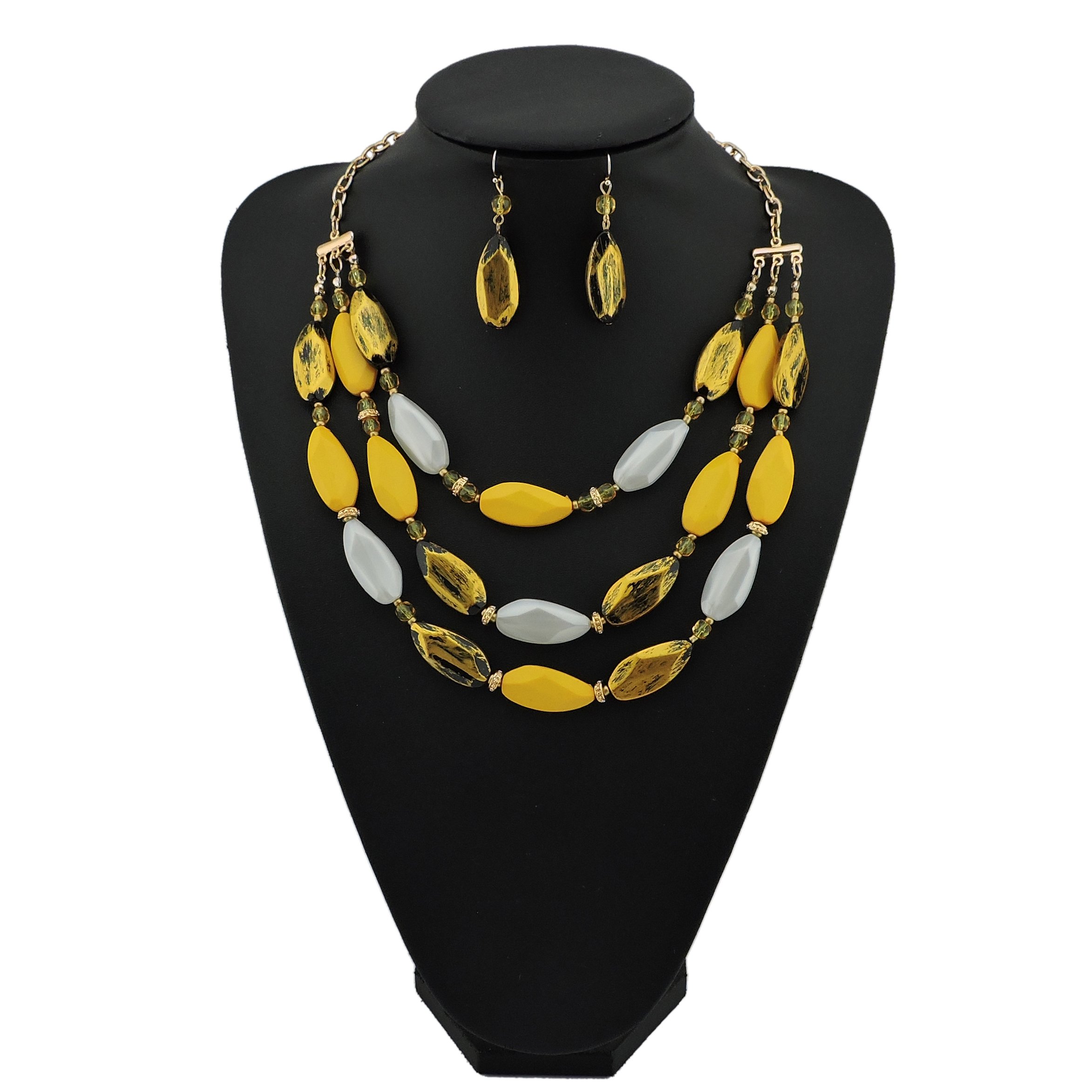Bocar 3 Layer Beads Statement Necklace Earring for Women Jewelry Set - Image 3