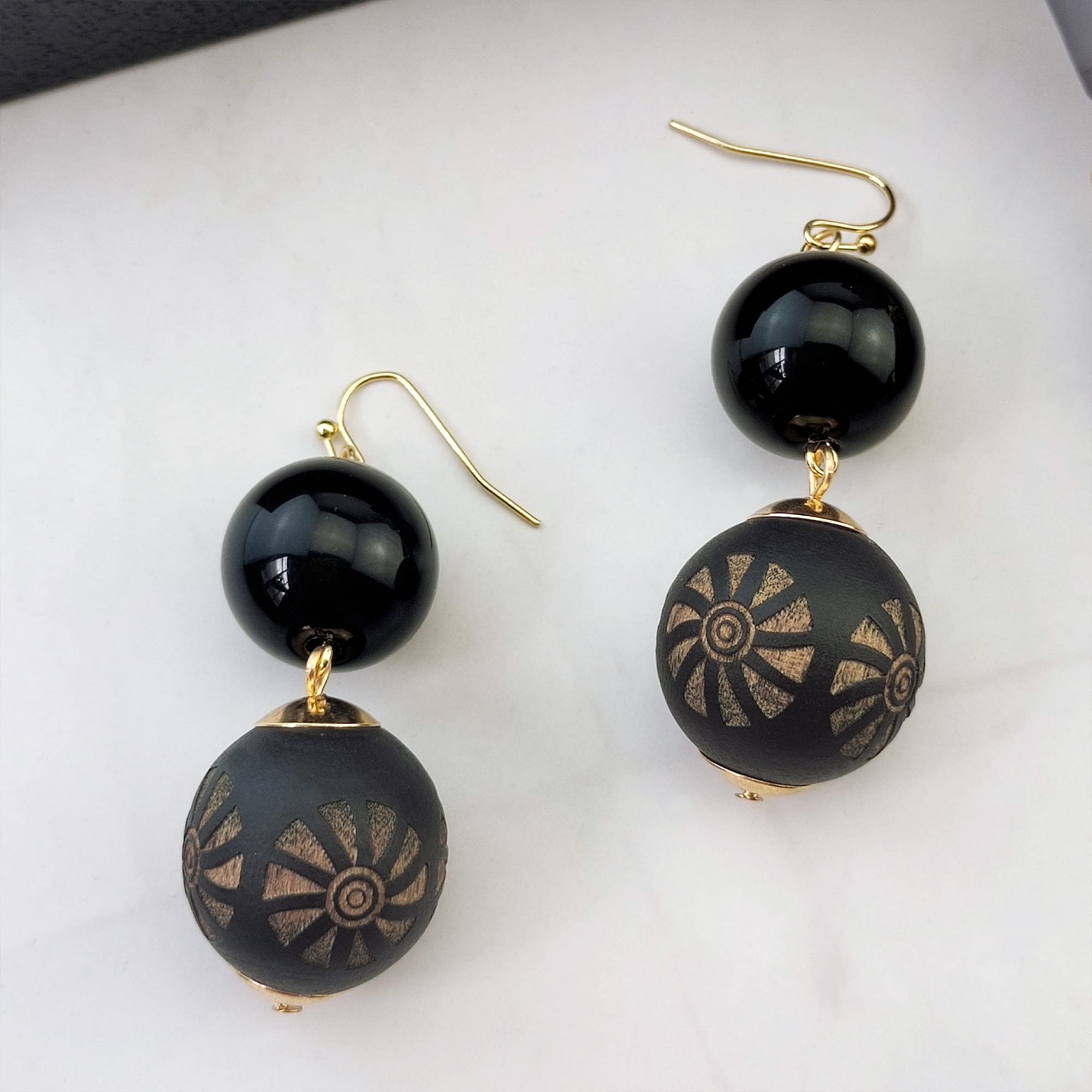 Bocar 3 Layer Chunky Statement Beaded Necklace and Earrings Set, Fashion Multi Layer Women Collar Necklace Jewelry Set - Image 7