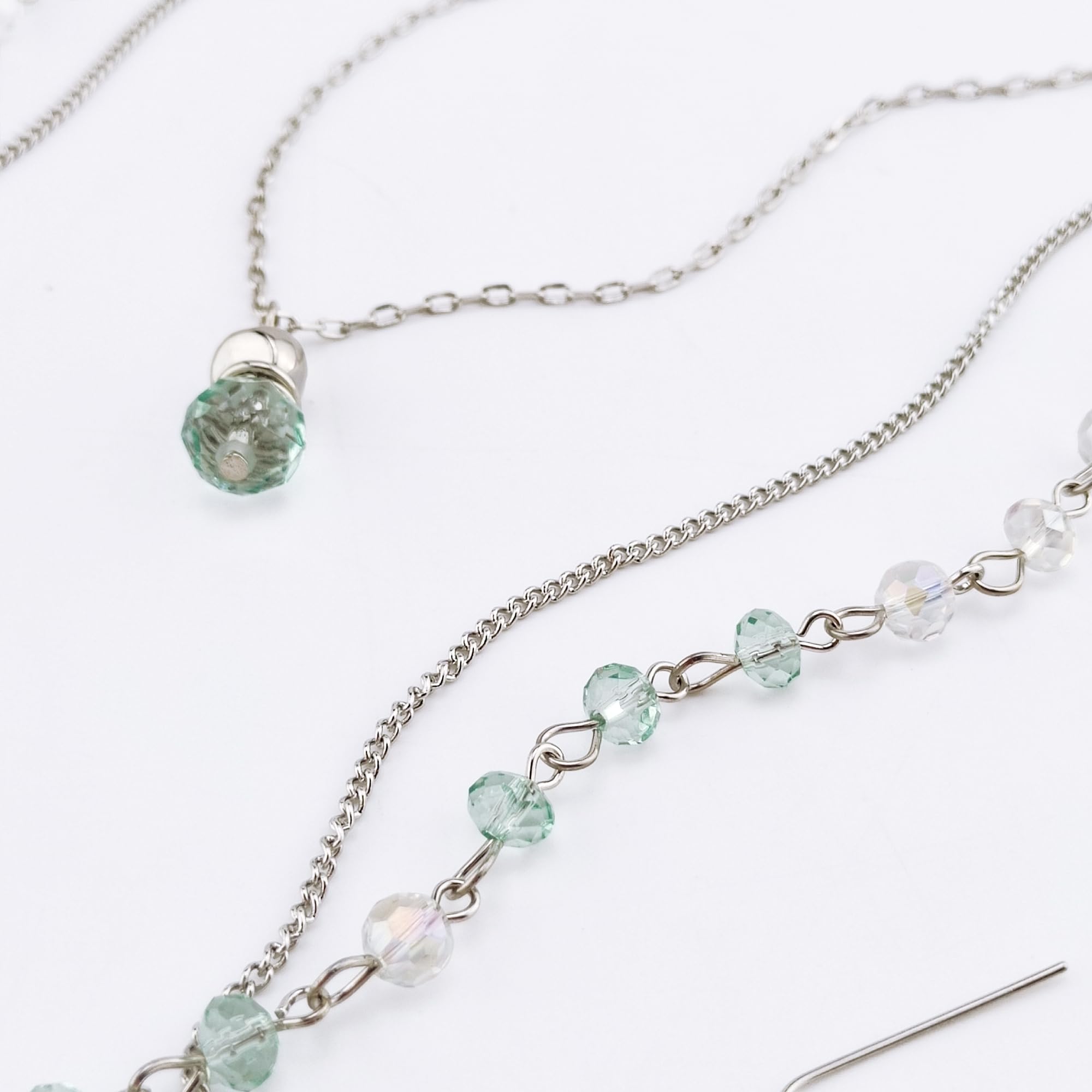 Bocar 3 Layer Jewelry Set Long Chain Pendant Bead Necklace Earring for Women - Image 4