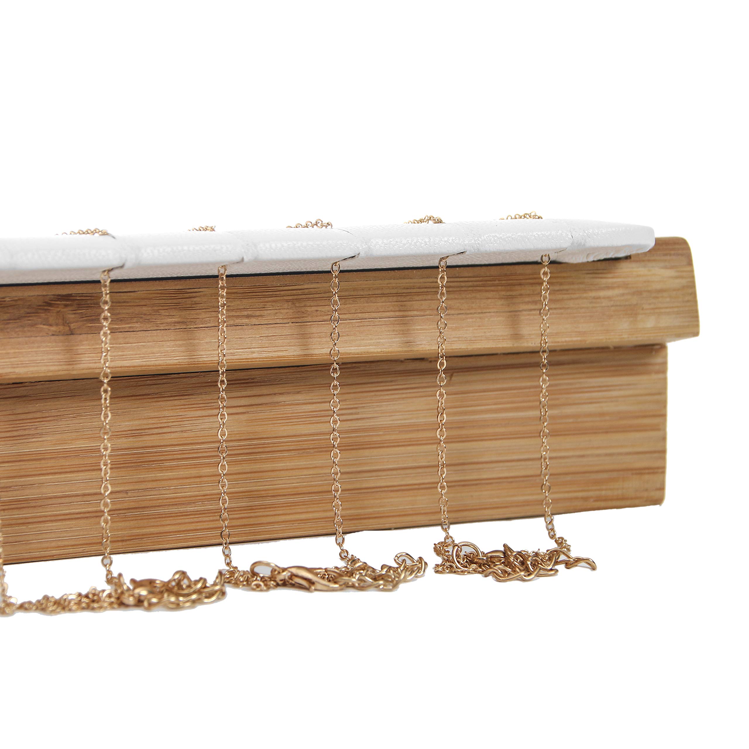 Bocar Bamboo Jewelry Display Stand Showcase for Pendant Necklace (ZZ-2L-white leather) - Image 5