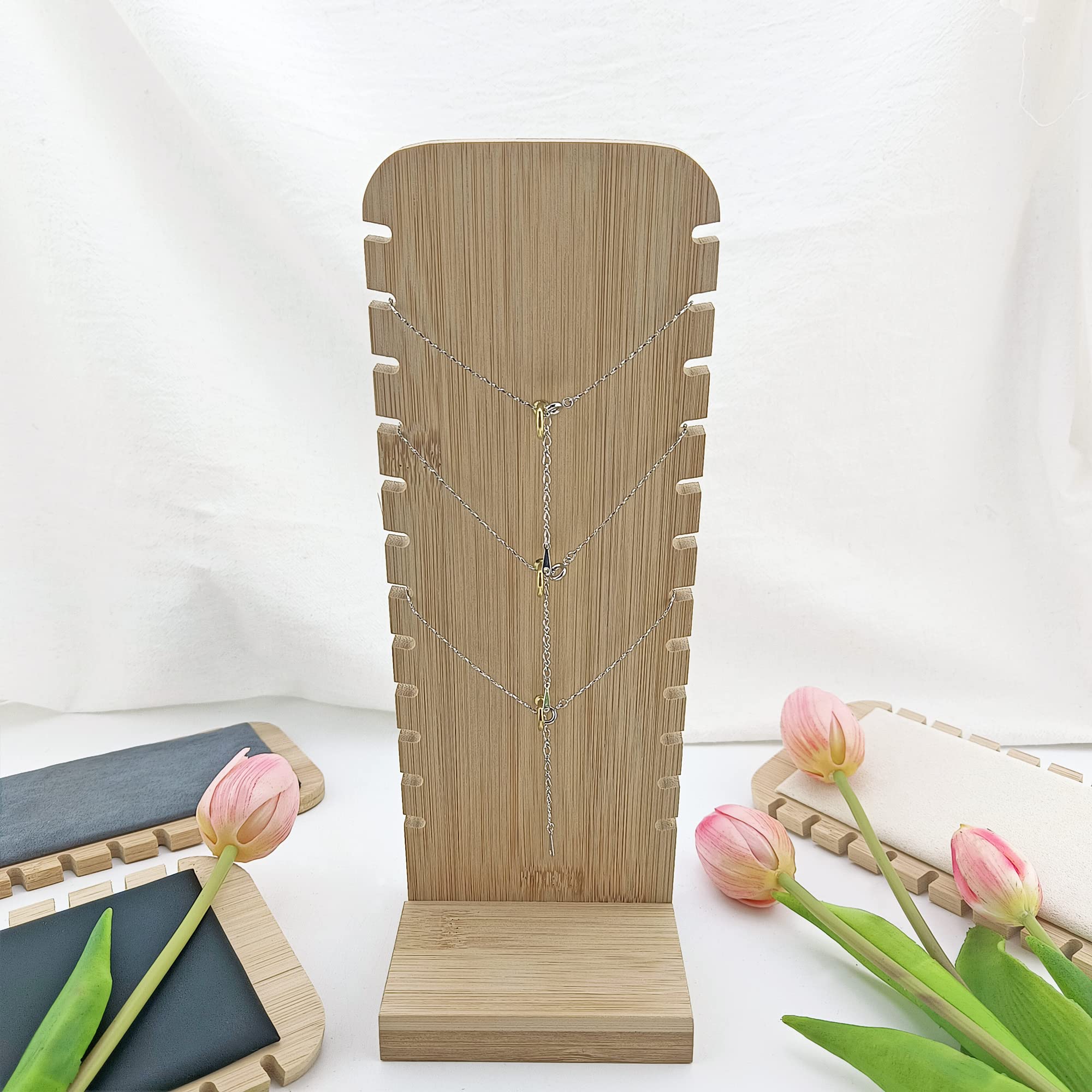 Bocar Bamboo Jewelry Display Stand Showcase for Pendant Necklace (ZZ-6-Beige) - Image 5