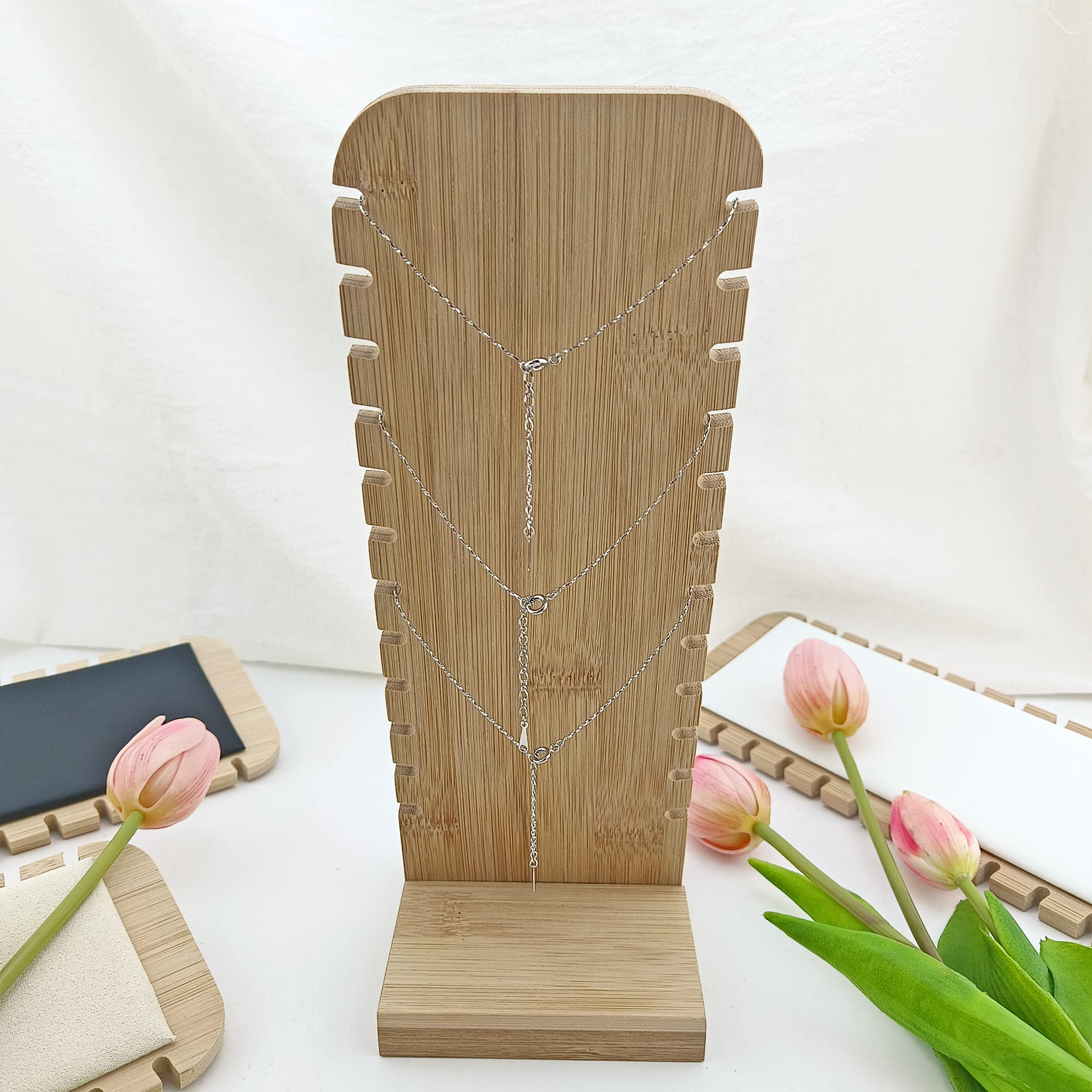 Bocar Bamboo Jewelry Display Stand Showcase for Pendant Necklace (ZZ-6-Dark Grey) - Image 4