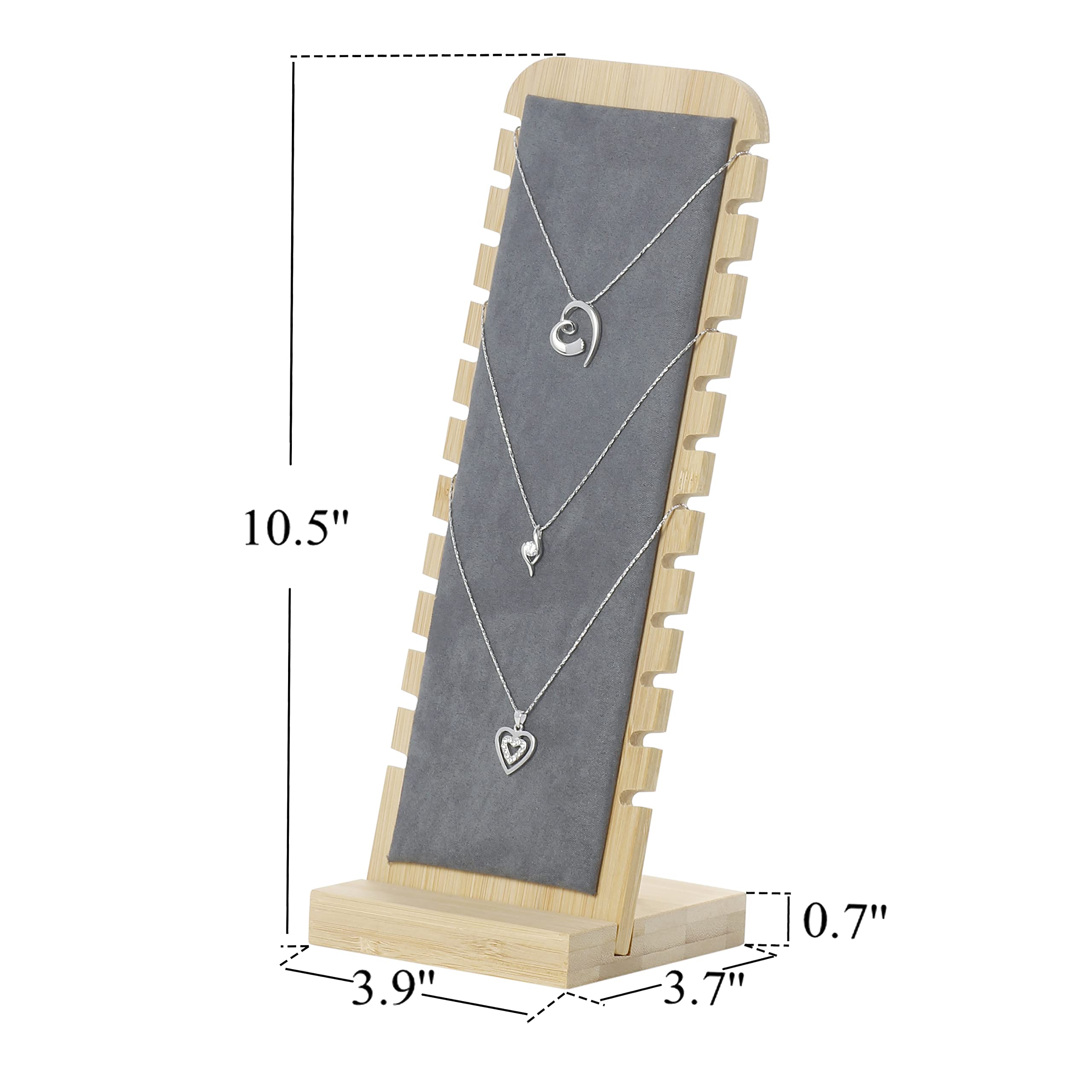 Bocar Bamboo Jewelry Display Stand Showcase for Pendant Necklace (ZZ-6-Dark Grey) - Image 7