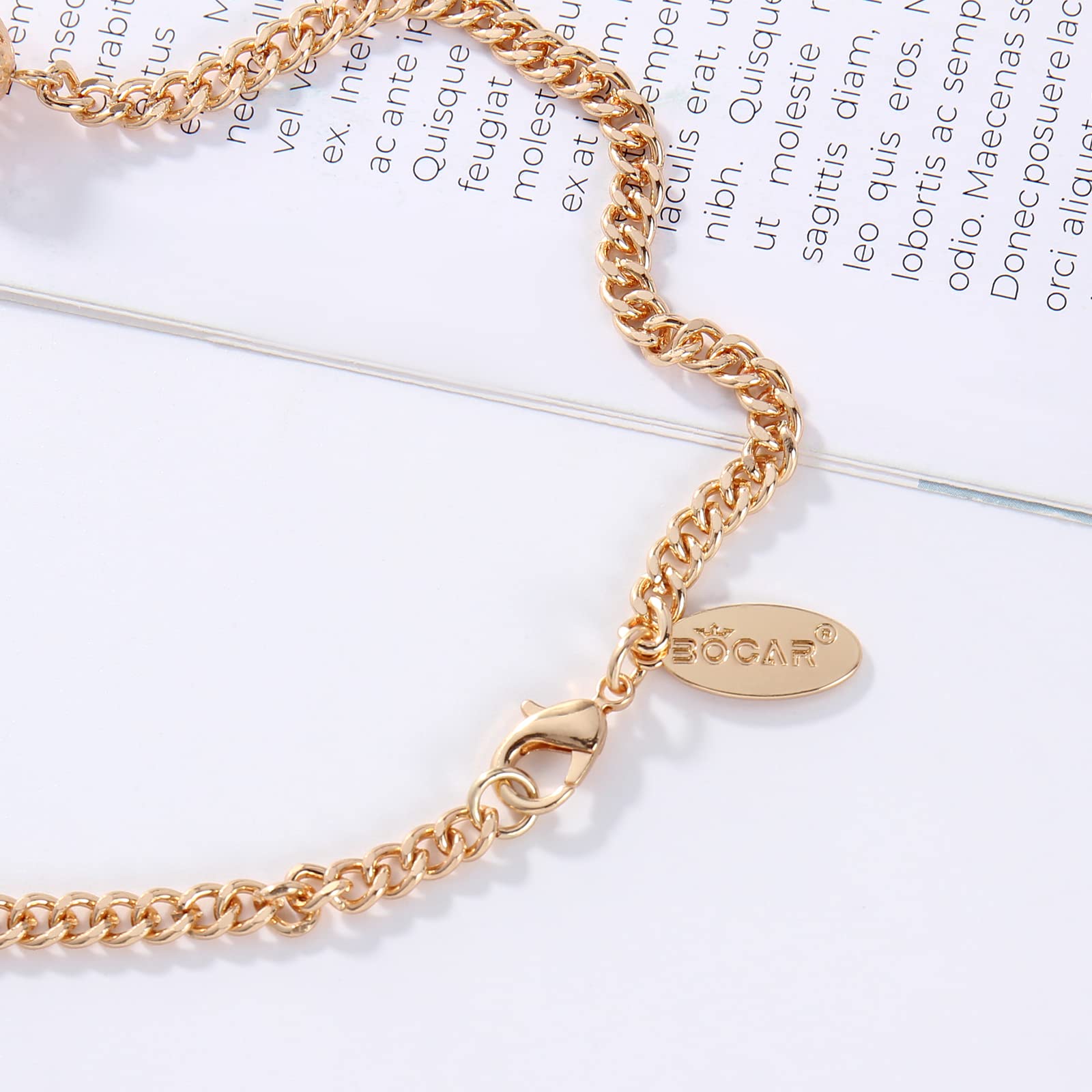 Bocar Beaded Necklace, 2 Layer Long Link Chain Necklace Crystal Beads for Women, Choker Jewelry Gift - Image 8