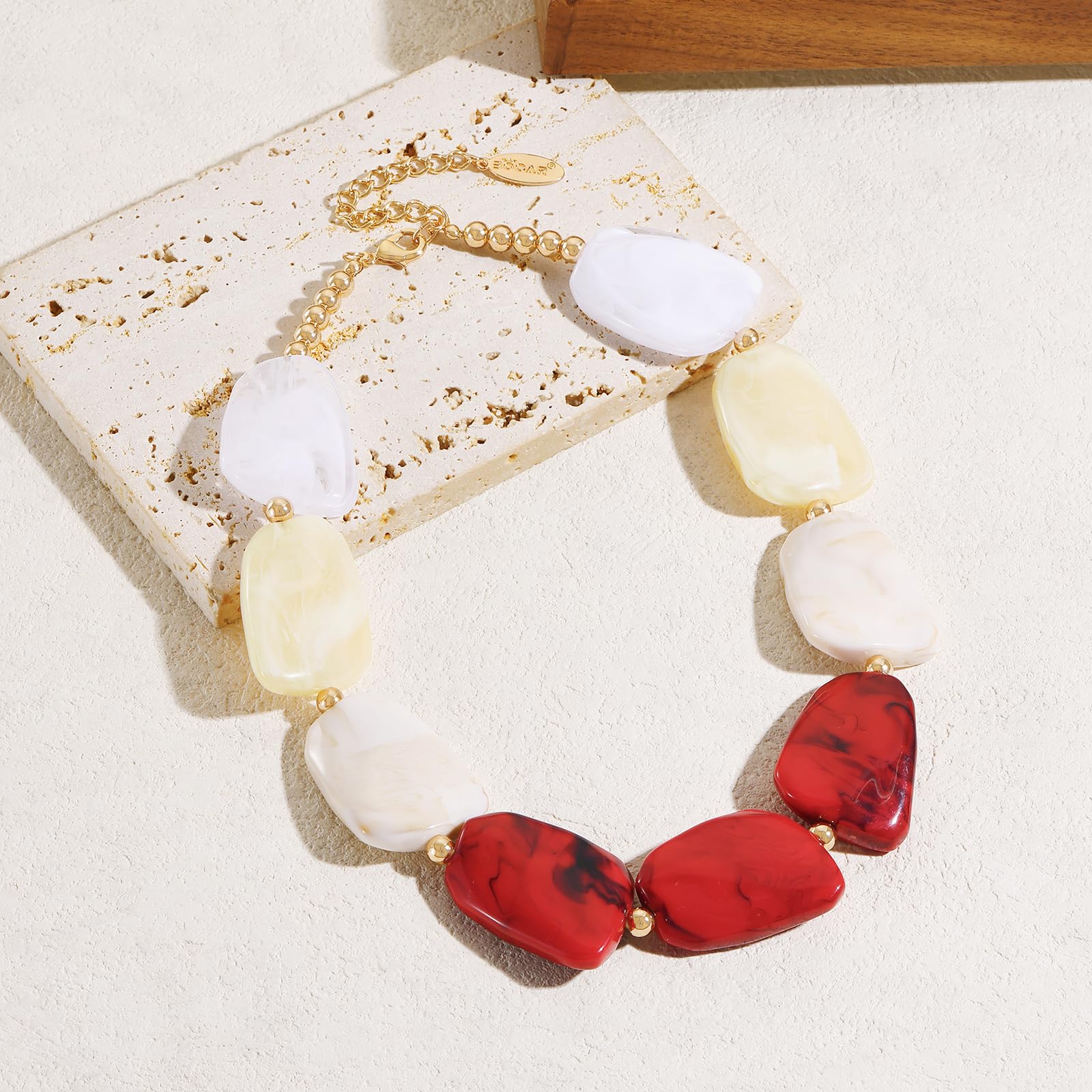 Bocar Bold Chunky Resin Statement Necklace for Women, Irregular Bead Collar Necklace, Vintage Chunky Jewelry for Party, Holiday & Gift (NK-10829) - Image 4