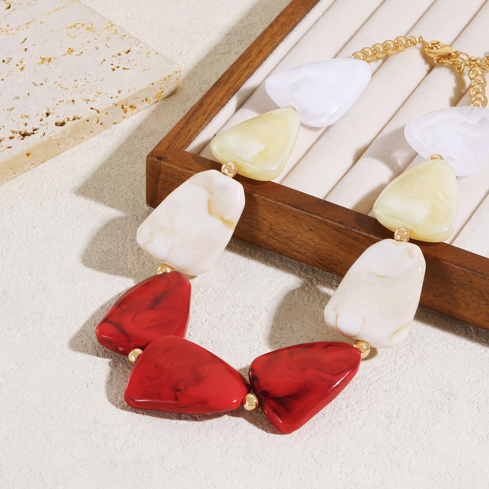 Bocar Bold Chunky Resin Statement Necklace for Women, Irregular Bead Collar Necklace, Vintage Chunky Jewelry for Party, Holiday & Gift (NK-10829) - Image 5