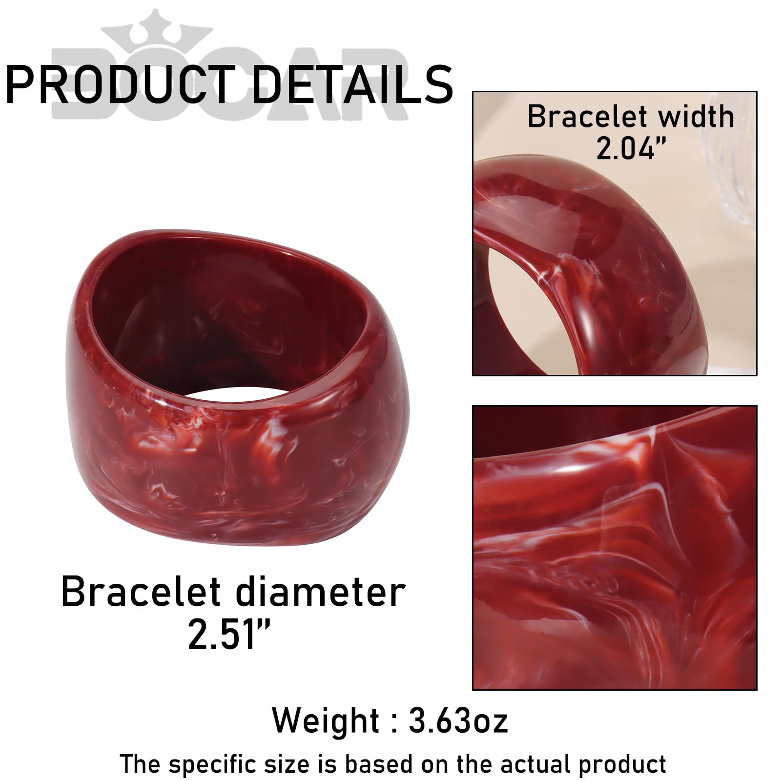 Bocar Chunky Cuff Vintage Resin Bangle Wide Bracelet Irregular Geometric Wristband for Women Prom Holiday Jewelry Gift (SL-1010) - Image 6