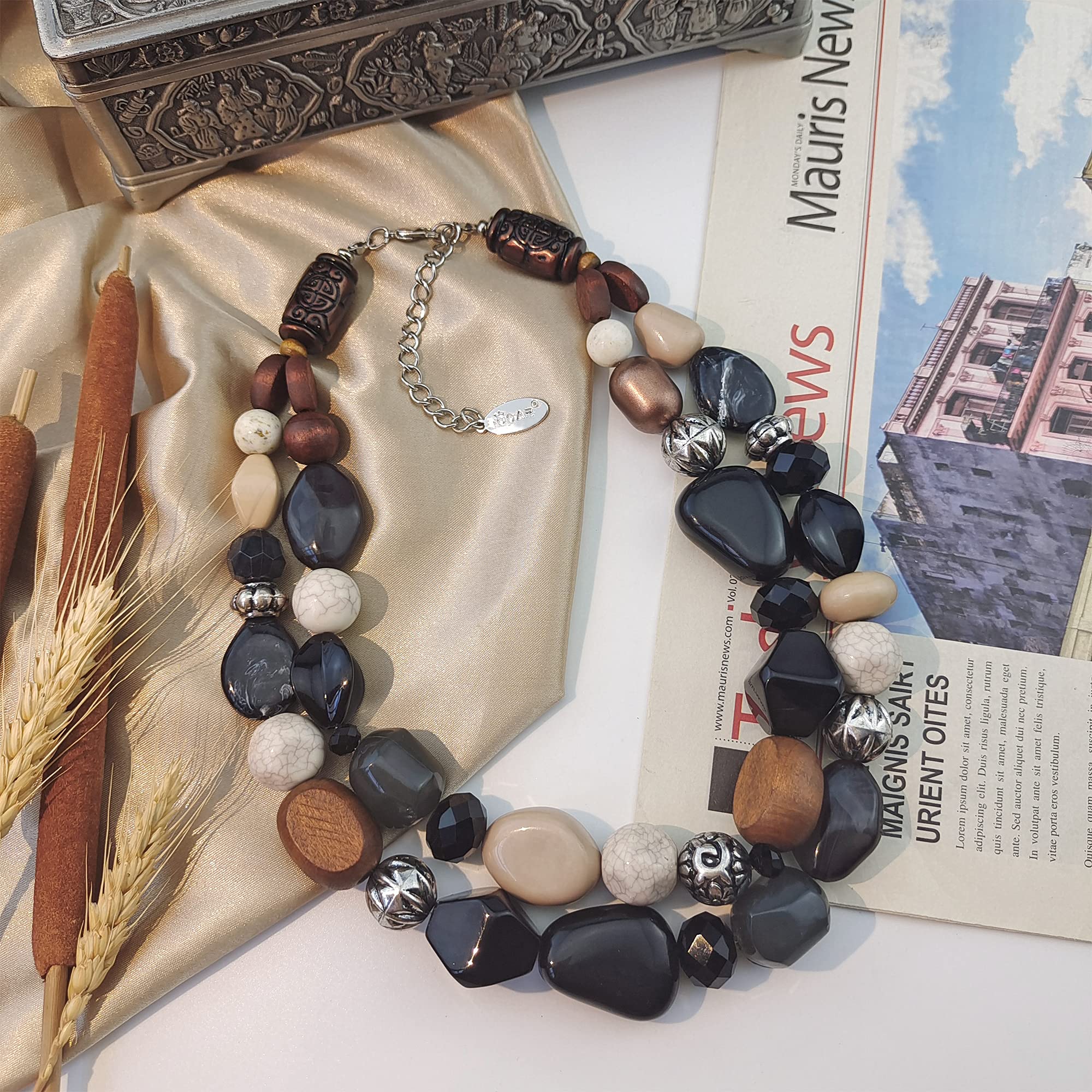 Bocar Chunky Necklaces for Women Trendy, 2 Layer Statement Necklace Fashion Collar Necklace, Handmade Costume Jewelry Women Gifts - Image 3