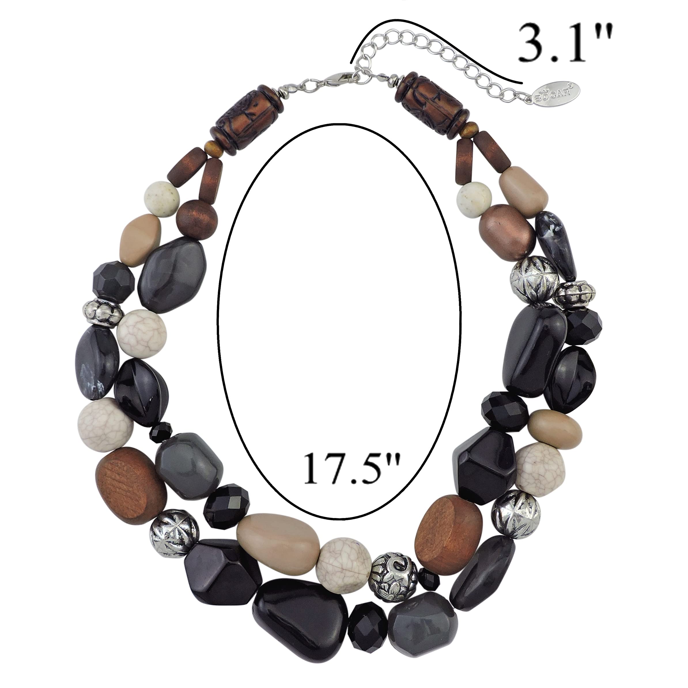 Bocar Chunky Necklaces for Women Trendy, 2 Layer Statement Necklace Fashion Collar Necklace, Handmade Costume Jewelry Women Gifts - Image 6