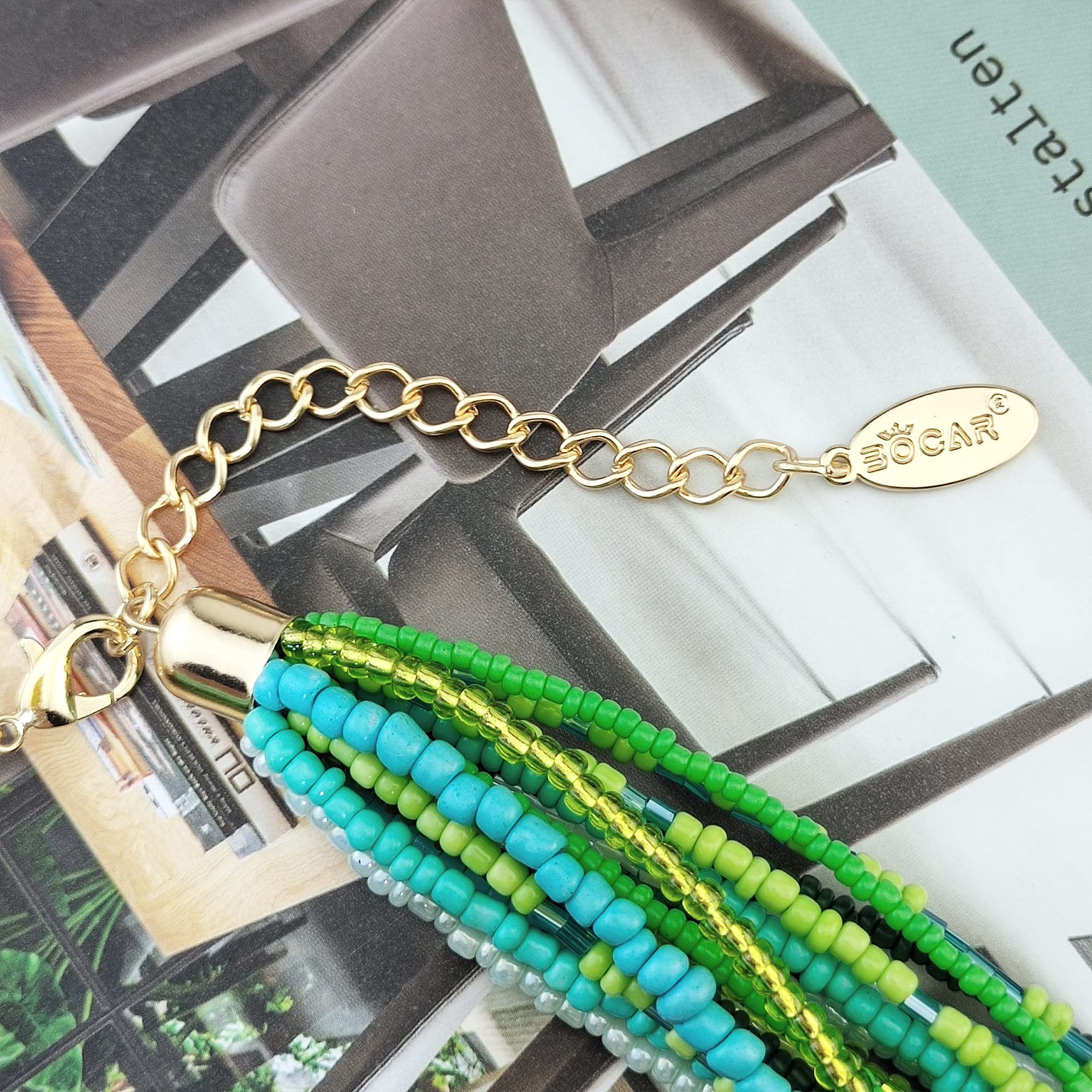 Bocar Chunky Statement Colorful Seed Beads Women Choker Collar Necklace - Image 5