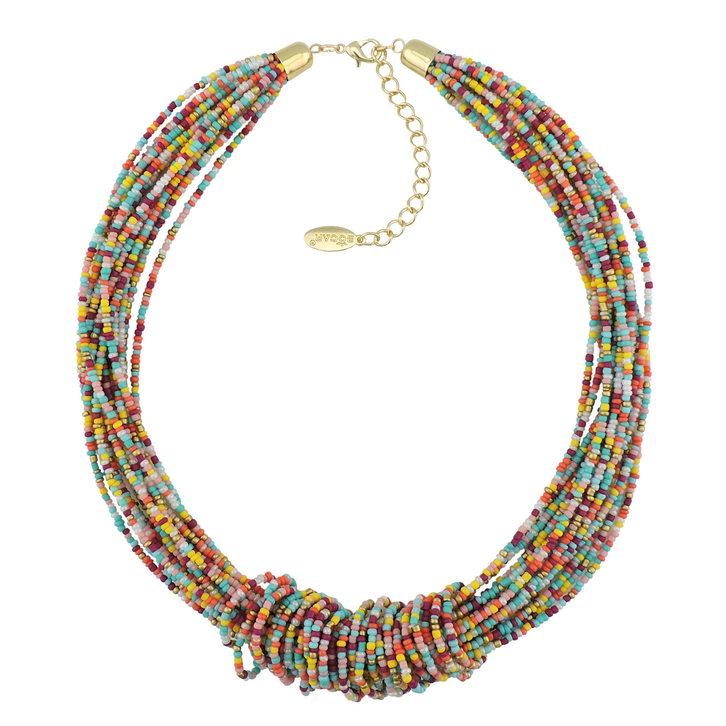Bocar Chunky Statement Colorful Seed Beads Women Choker Collar Necklace - Image 3