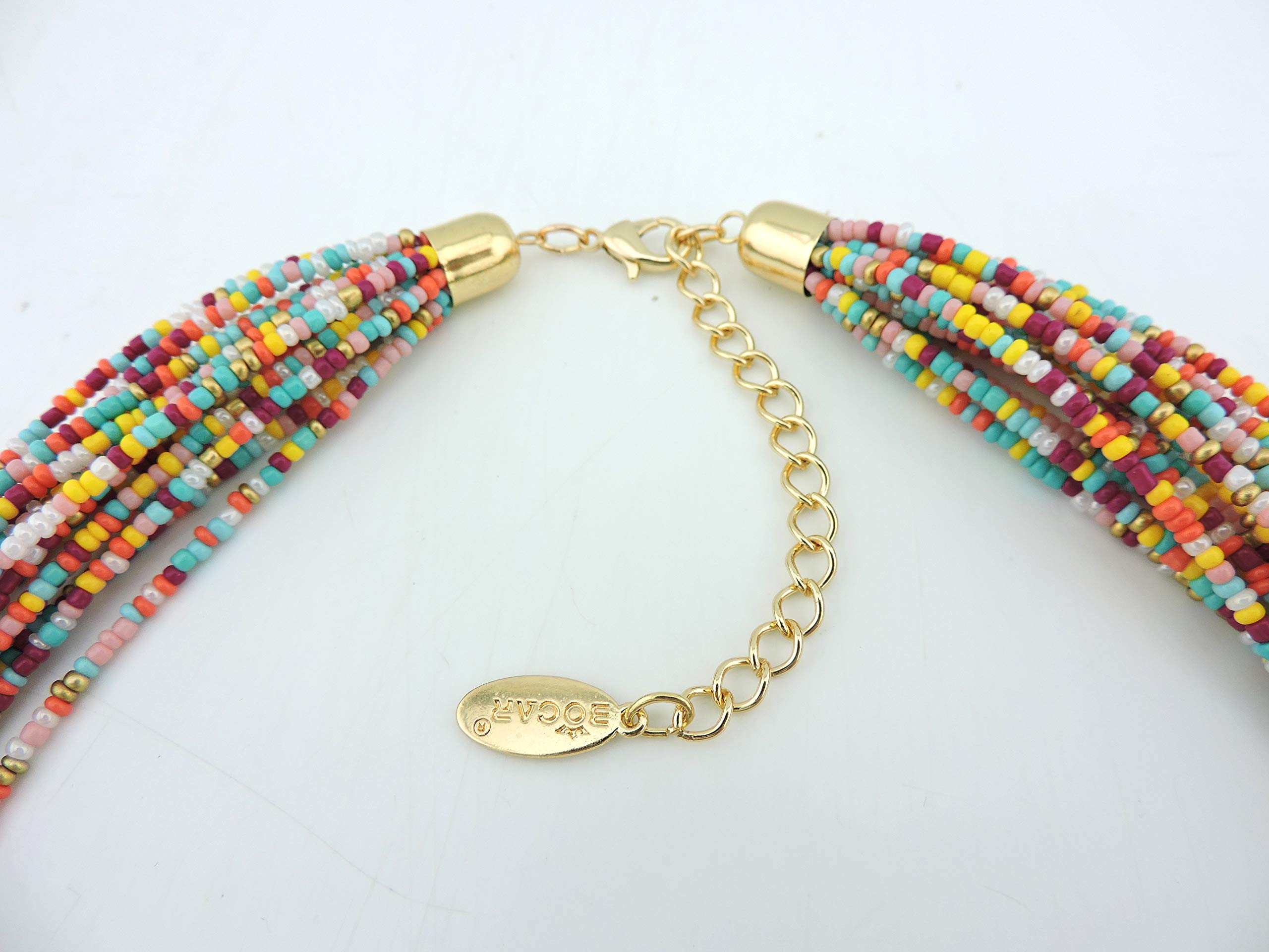 Bocar Chunky Statement Colorful Seed Beads Women Choker Collar Necklace - Image 6