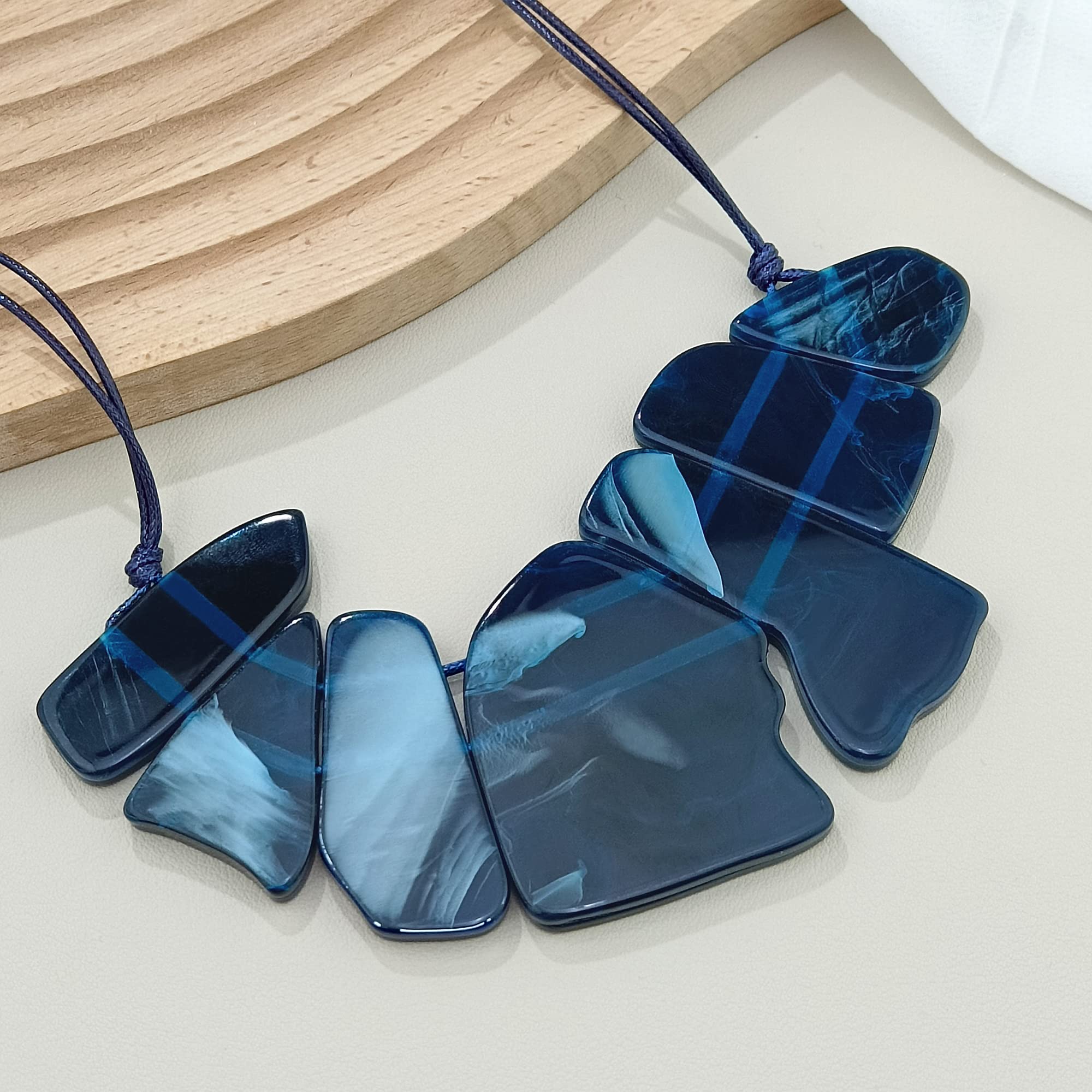 Bocar Irregular Geometry Statement Pendant Necklace Adjust Rope Chain Fashion Collar Necklace for Women - Image 4