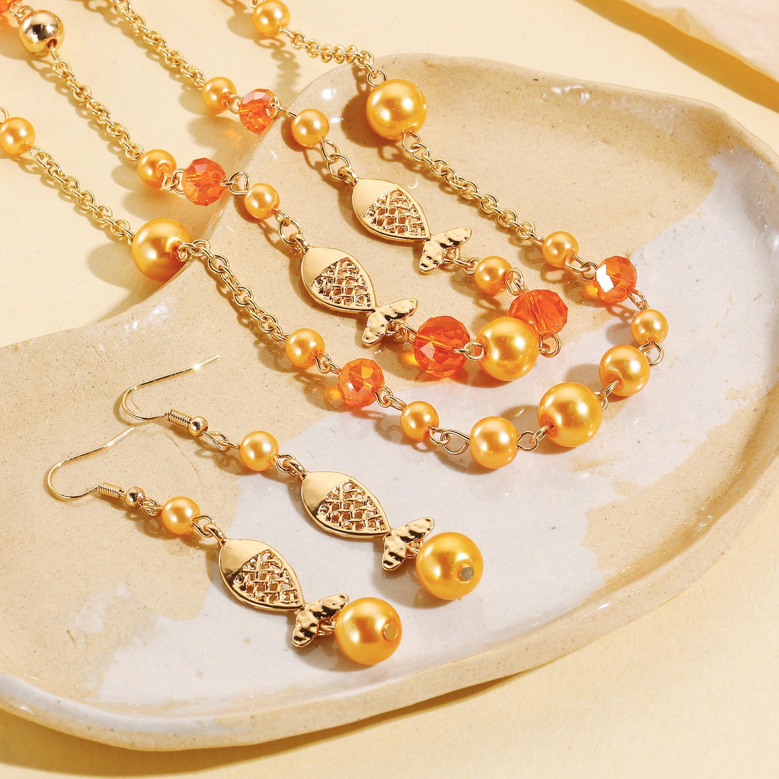 Bocar Layered Beaded Necklace and Earrings Set,2 Strand Long Necklace with Crystal Beads, Fashion Jewelry Set for Women Daily Party Wear(P-NK-10825) - Image 5