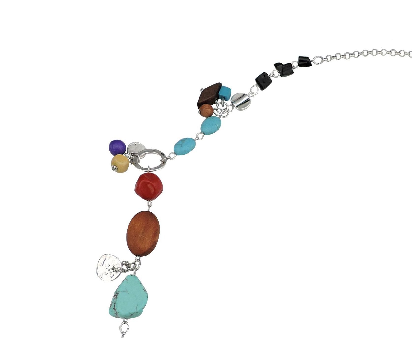 Bocar Long Antique Silver Chain Simulated Turquoise Pendant Glaze Necklace for Women Gifts (296) - Image 5