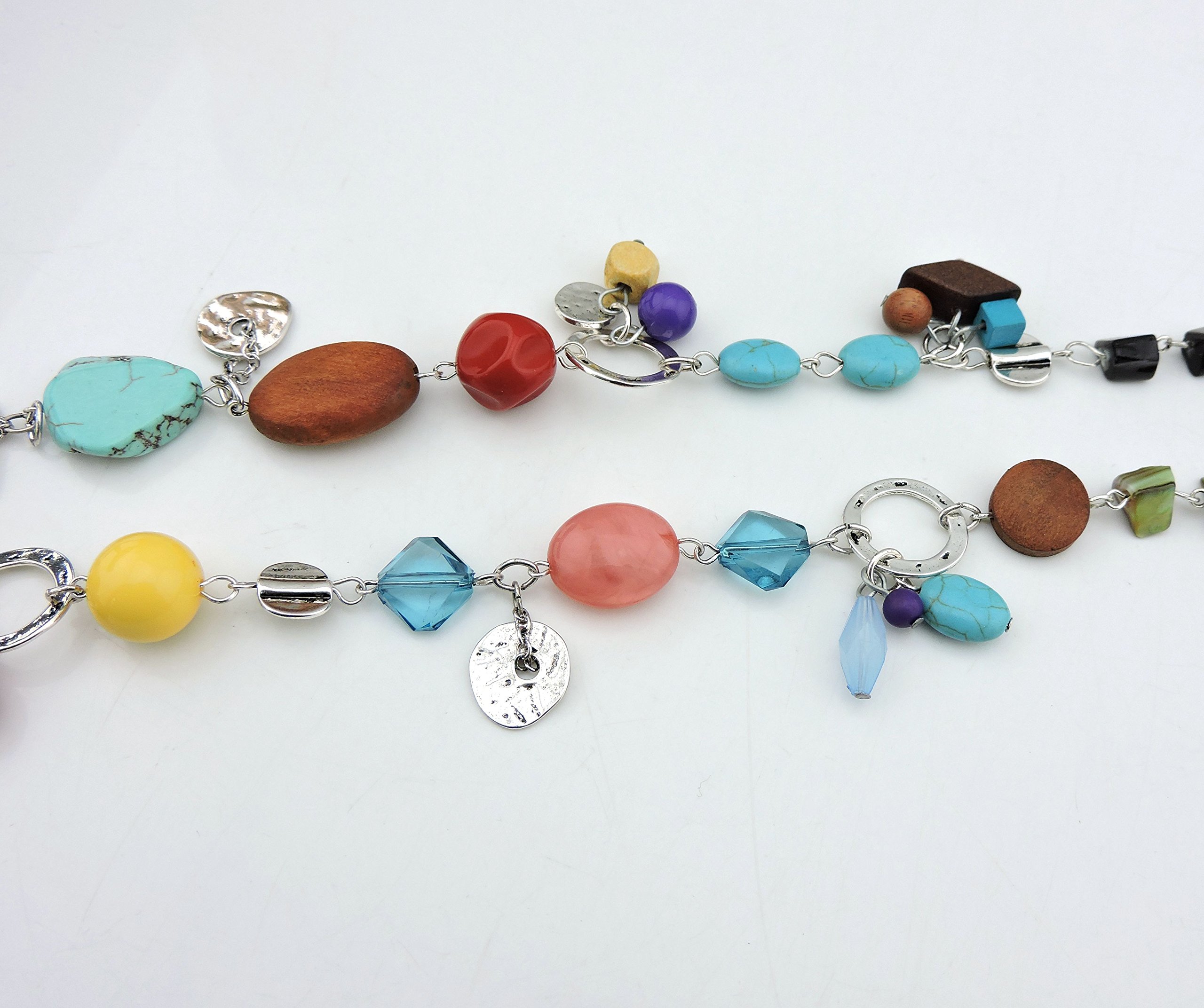 Bocar Long Antique Silver Chain Simulated Turquoise Pendant Glaze Necklace for Women Gifts (296) - Image 7