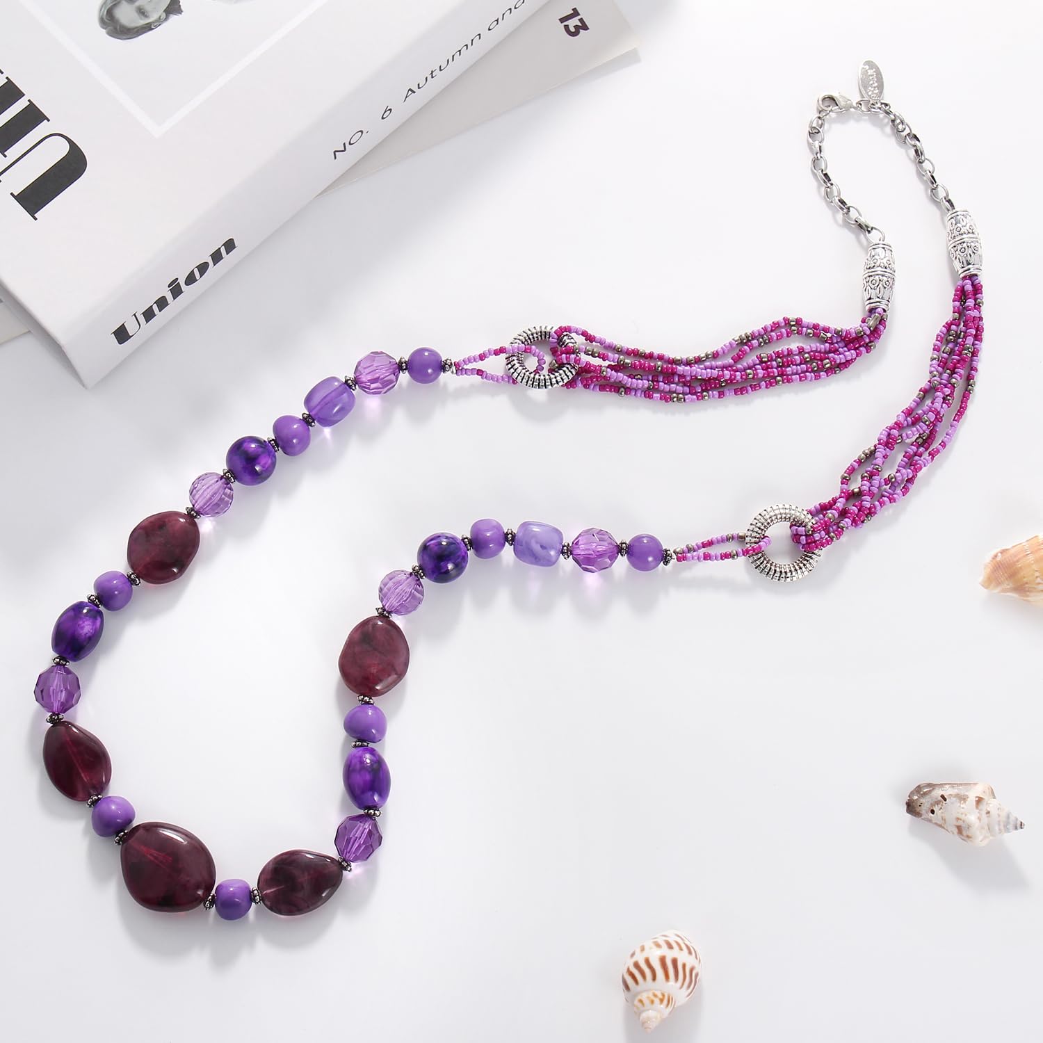 Bocar Long Beaded Necklace for Women Handmade Fashion Costume Chain Jewelry Gift - Image 3