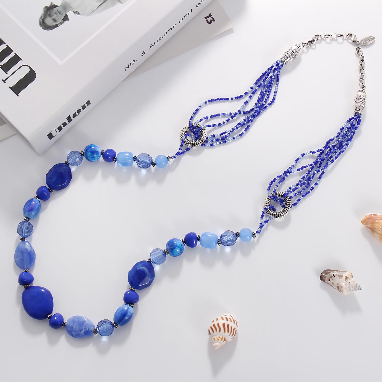 Bocar Long Beaded Necklace for Women Handmade Fashion Costume Chain Jewelry Gift - Image 3