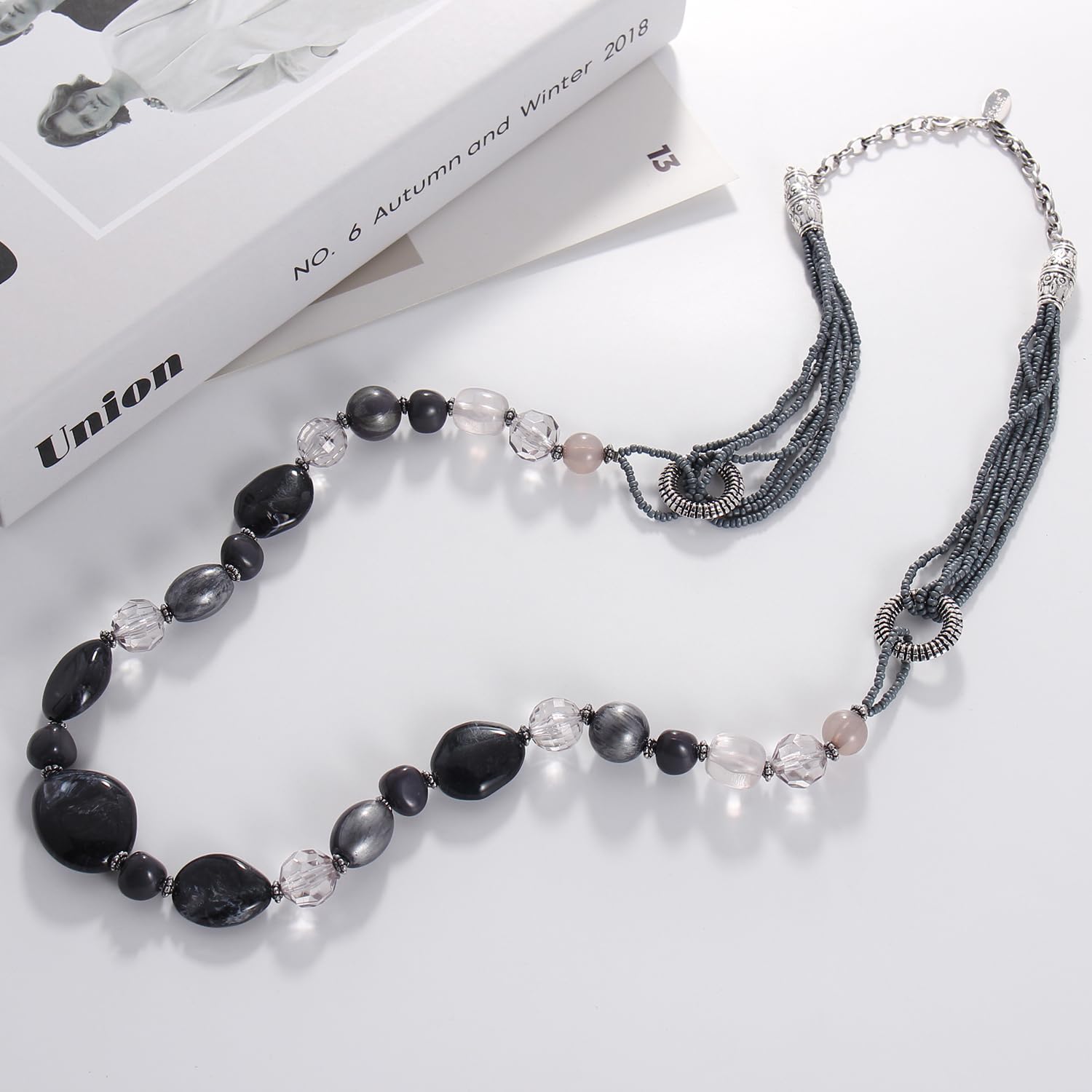 Bocar Long Beaded Necklace for Women Handmade Fashion Costume Chain Jewelry Gift - Image 3