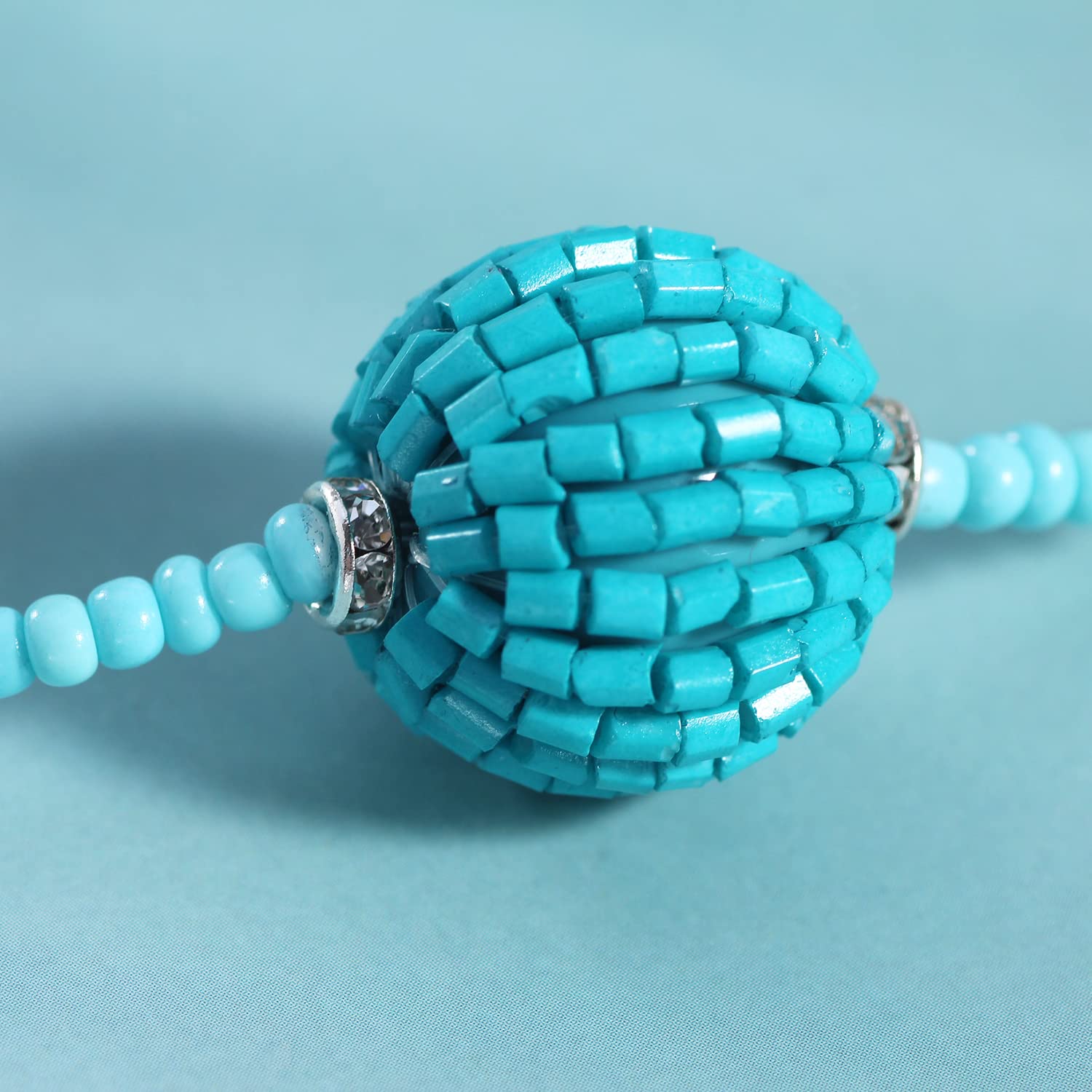 Bocar Long Beaded Necklace with Rhinestones Ball Fashion Costume Beads Necklace Earrings Set Women Gift - Image 5