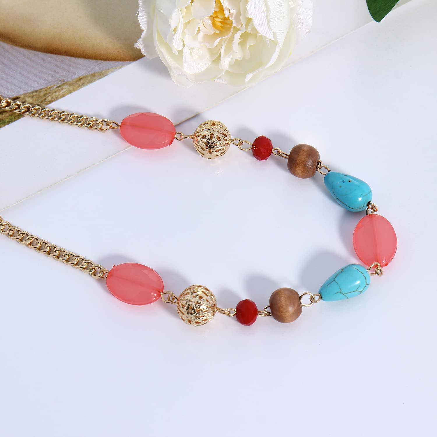 Bocar Long Chain Beaded Necklace for Women Fashion Sweater Party Birthday Jewelry Gift - Image 4