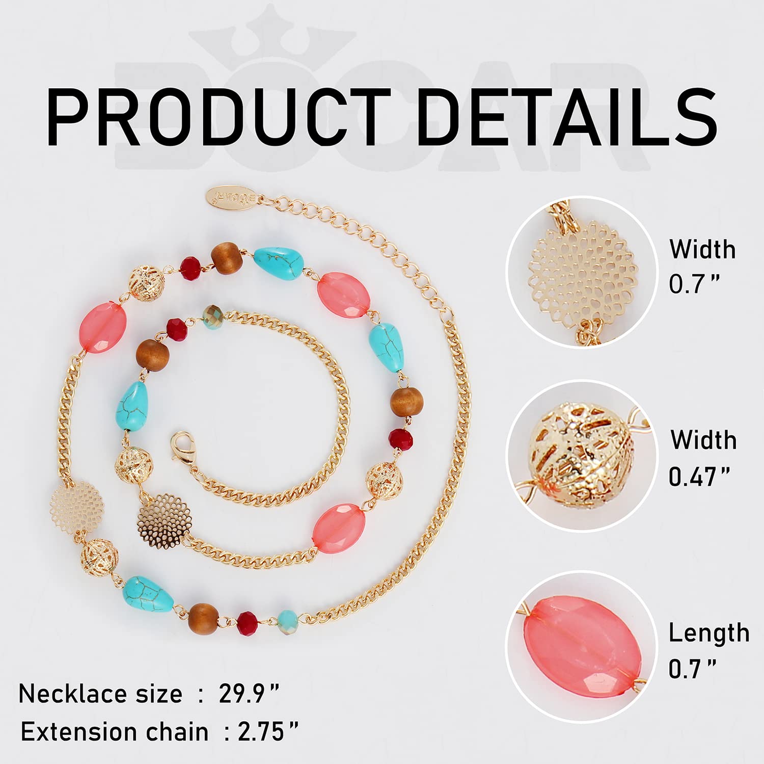 Bocar Long Chain Beaded Necklace for Women Fashion Sweater Party Birthday Jewelry Gift - Image 6