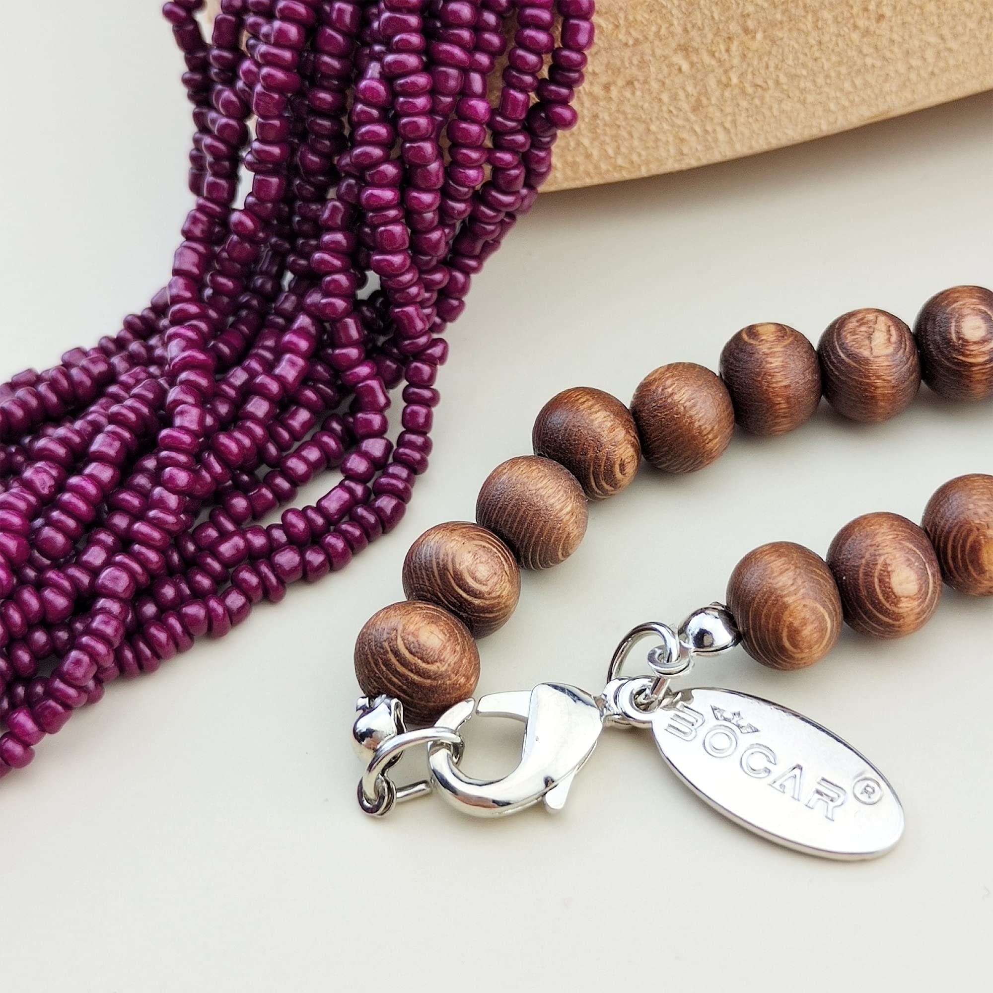 Bocar Long Multiple Row Handmade Beaded Statement 33" Necklace for Women with Gift Box - Image 4