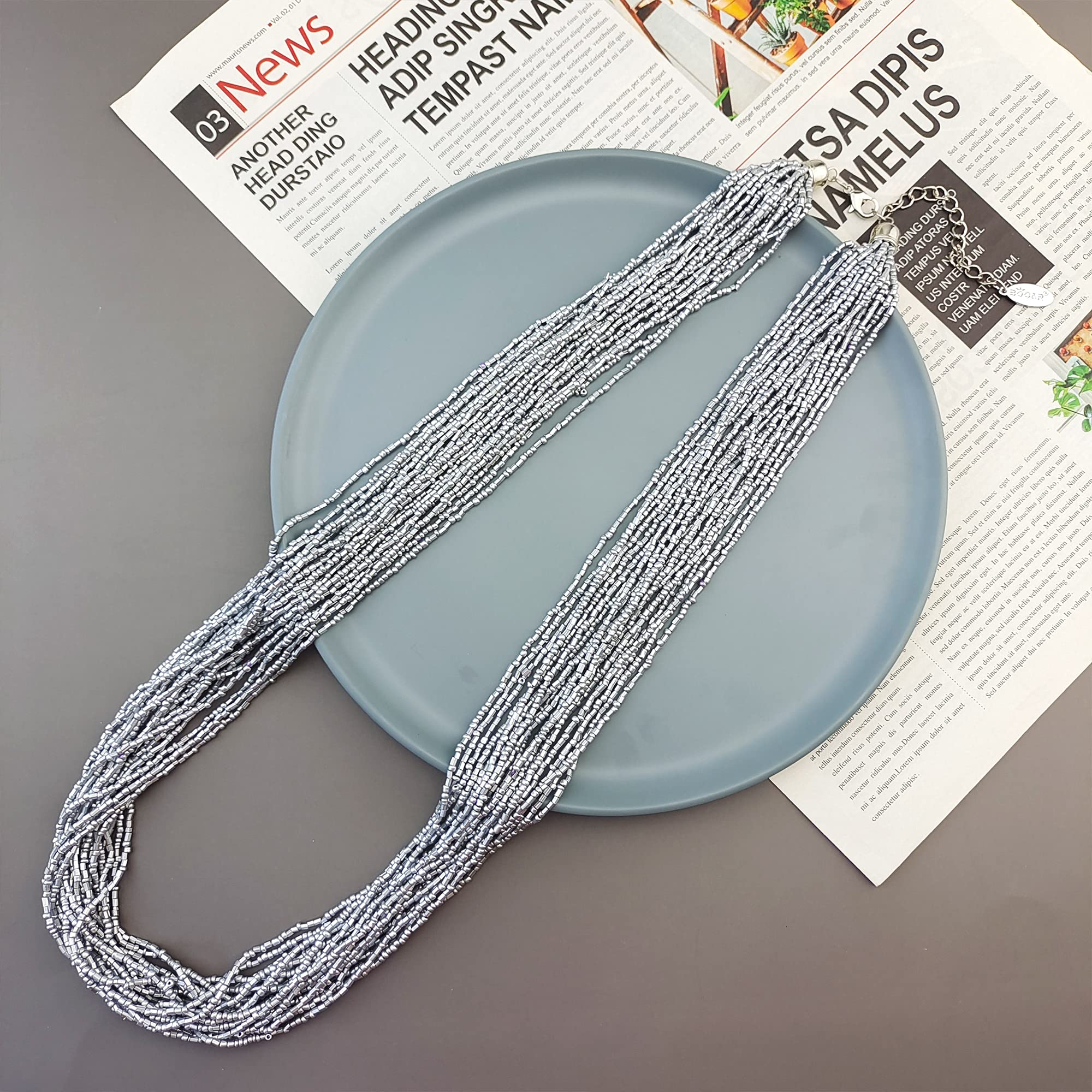 Bocar Long Multiple Strand Handmade Beaded Statement 33" Necklace for Women (NK-10235) - Image 3