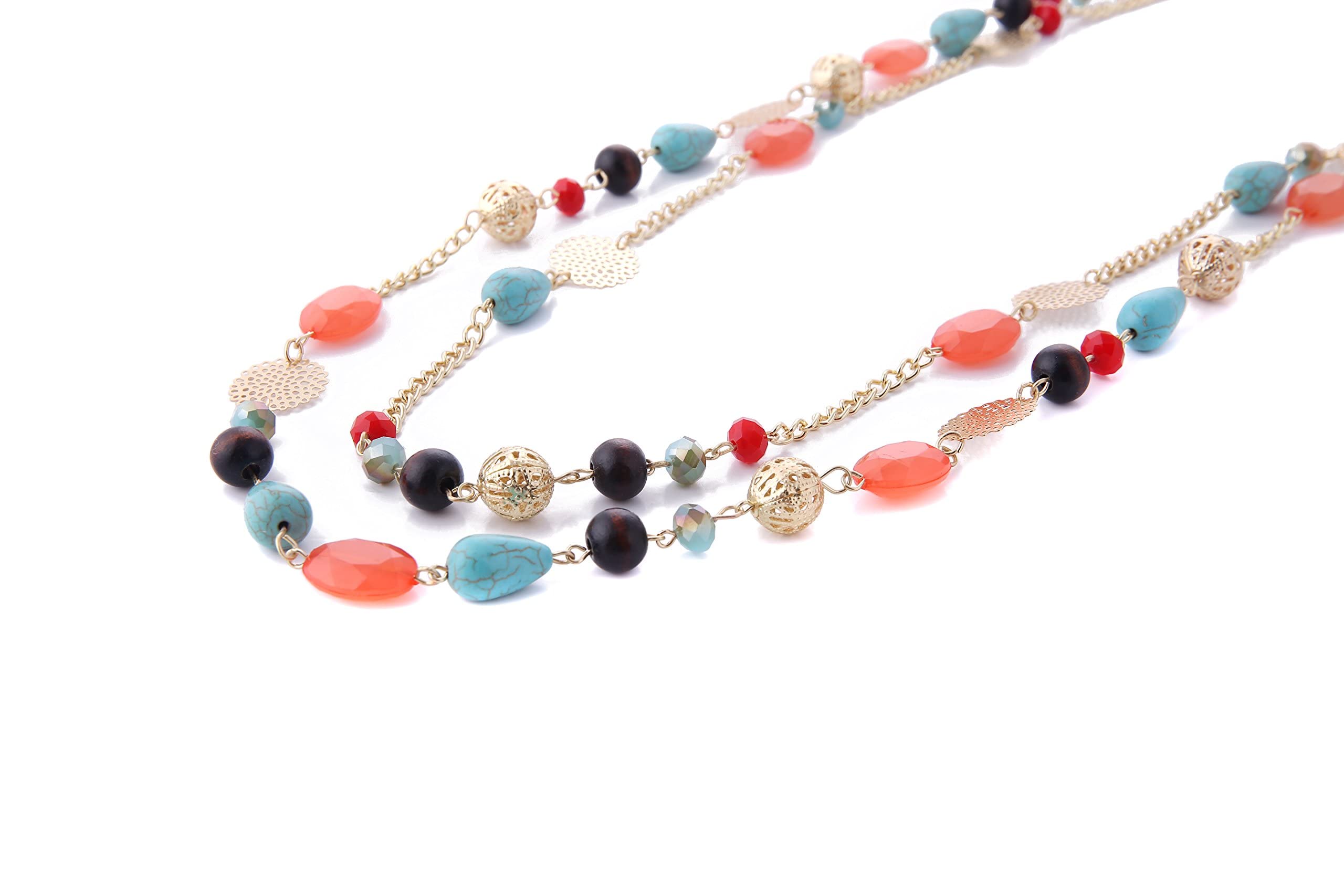 Bocar Long Necklaces for Women Trendy, Boho Layered Crystal Beaded Collar Necklaces for Women, Fashion Statement Necklaces Jewelry - Image 4