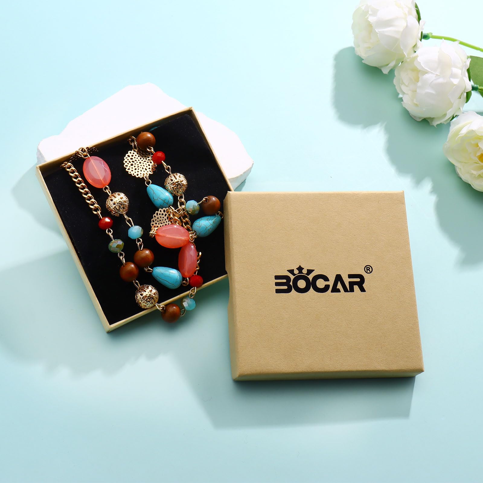 Bocar Long Necklaces for Women Trendy, Boho Layered Crystal Beaded Collar Necklaces for Women, Fashion Statement Necklaces Jewelry - Image 7