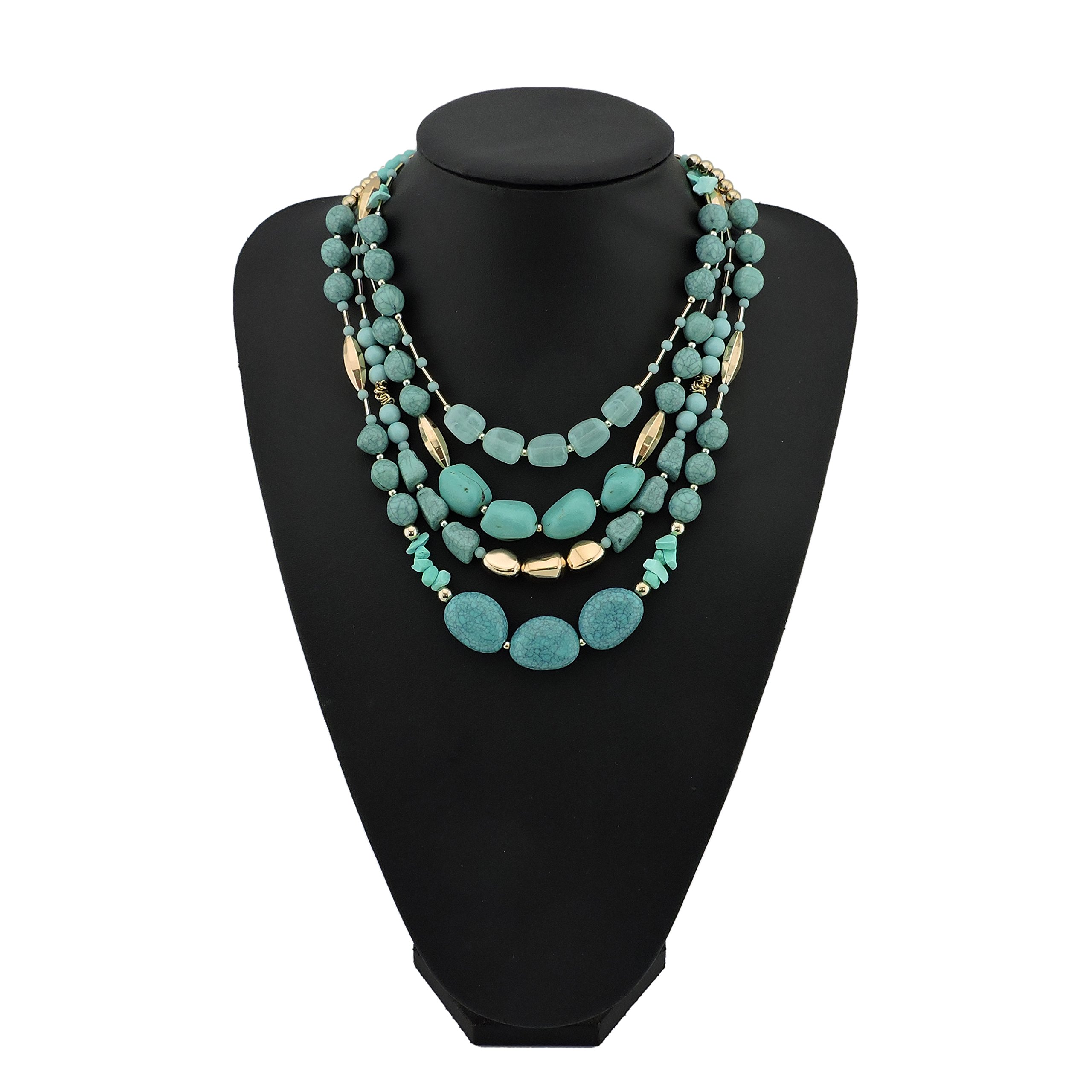 Bocar Multi Layer 4 Strand Statement 17" Collar Beaded Necklace for Women Gift - Image 3