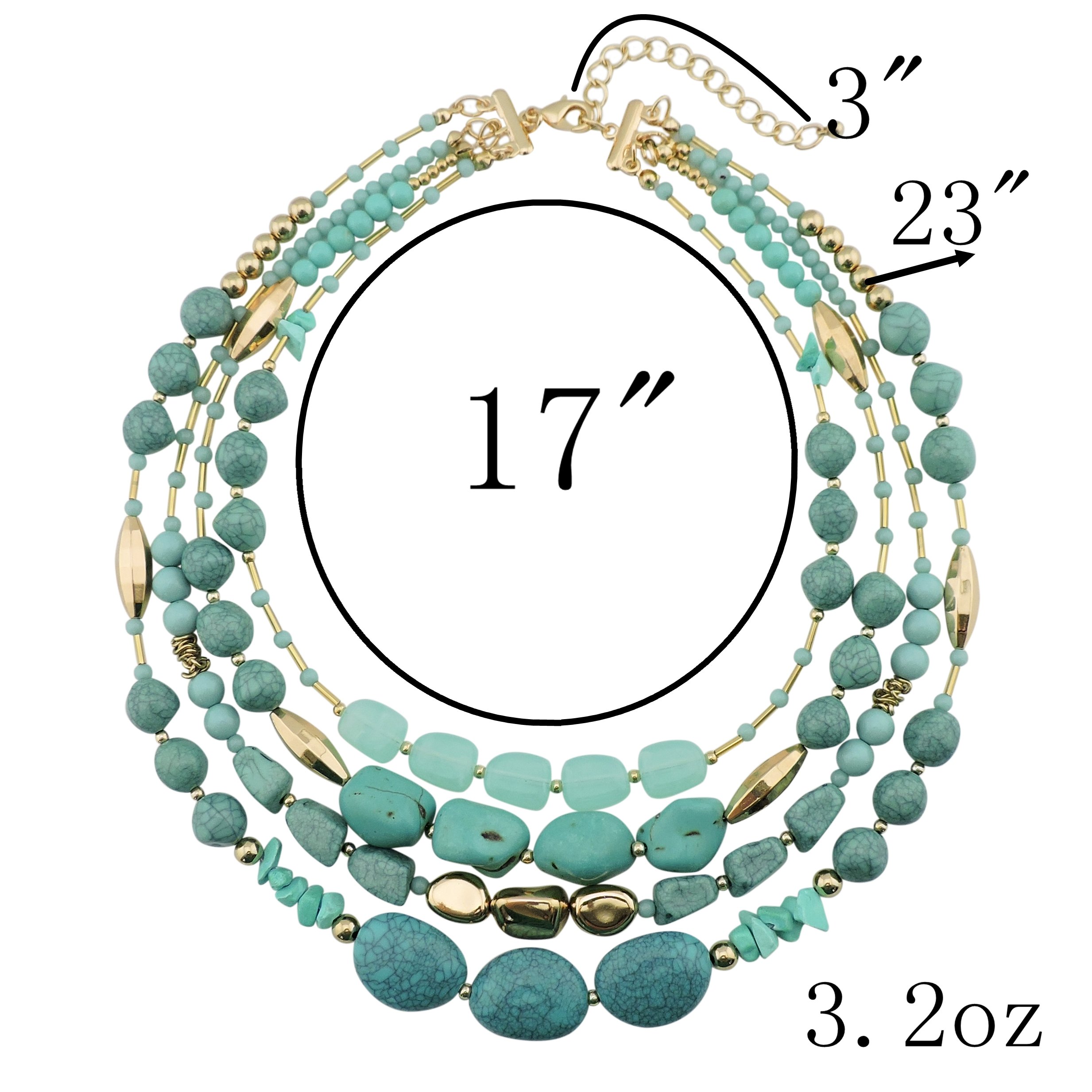 Bocar Multi Layer 4 Strand Statement 17" Collar Beaded Necklace for Women Gift - Image 4