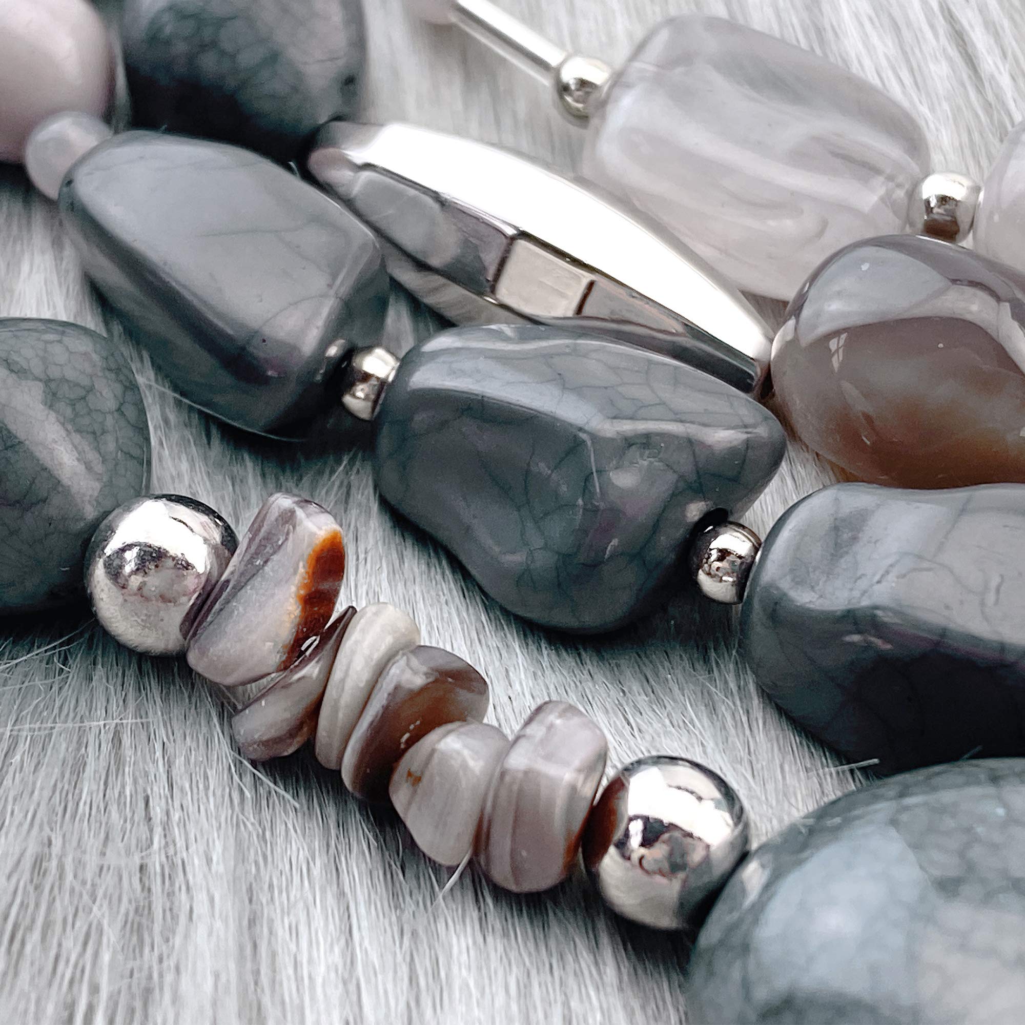 Bocar Multi Layer 4 Strand Statement 17" Collar Beaded Necklace for Women Gift - Image 5