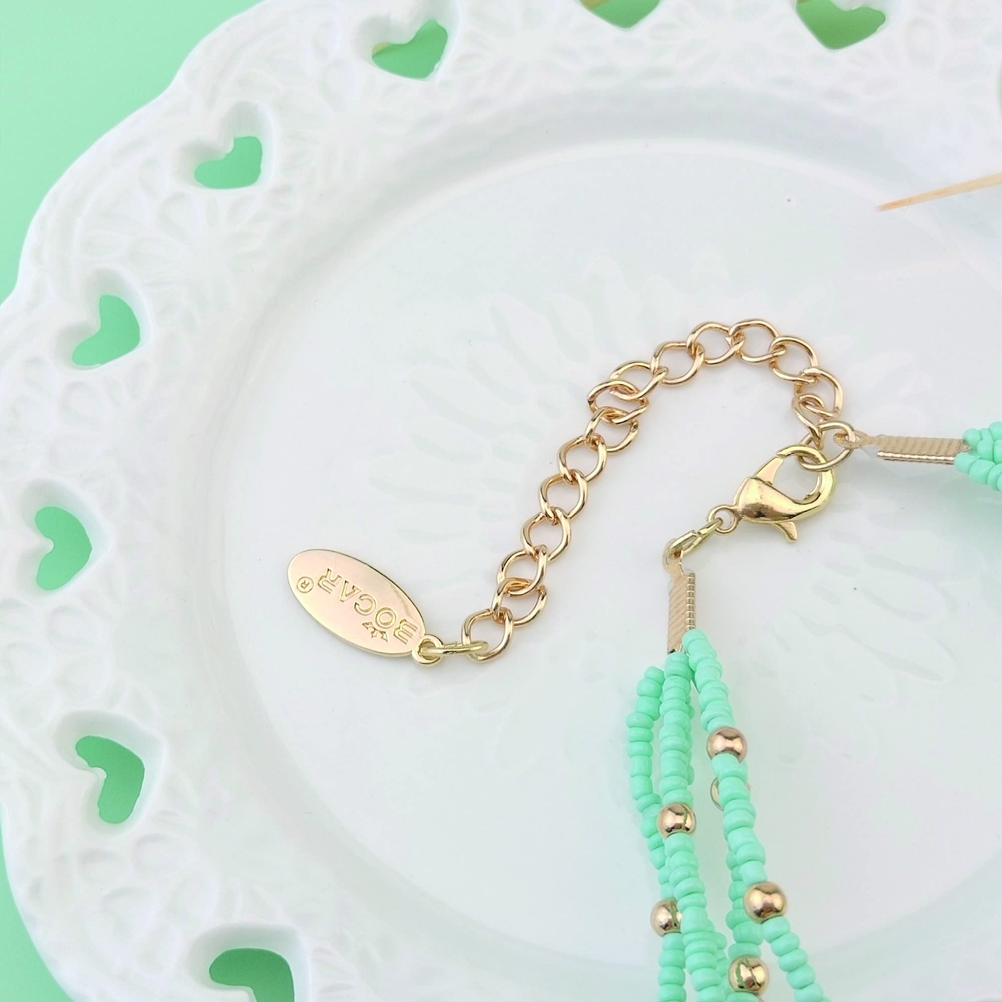 Bocar Multi Layer 5 Strand Statement Collar Beaded Necklace for Women Gift(NK-10376) - Image 4