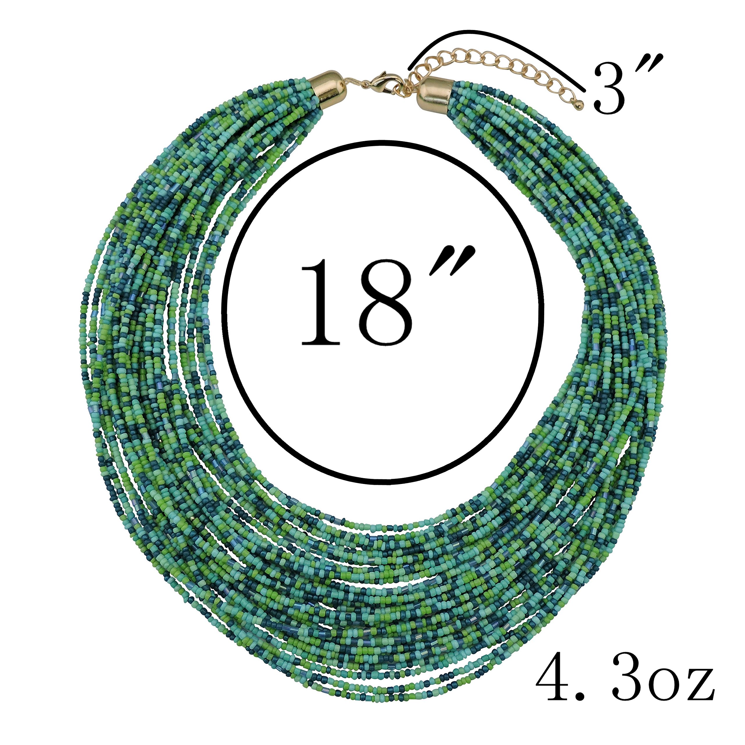 Bocar Multi Layer Chunky Bib Statement Seed Beads Cluster Collar Necklace for Women Gift (NK-10351) - Image 6