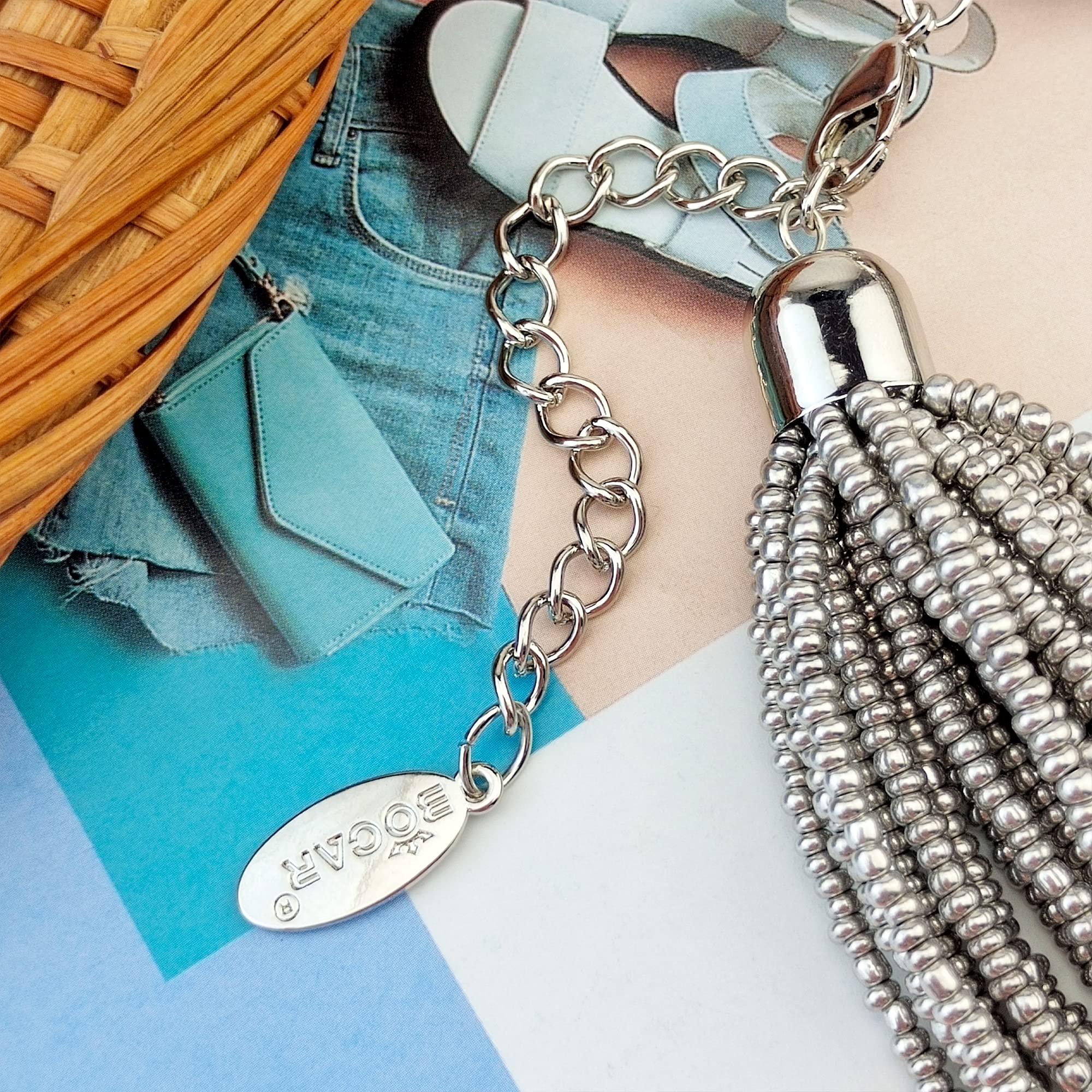 Bocar Multi Layer Chunky Bib Statement Seed Beads Cluster Collar Necklace for Women Gift (NK-10351) - Image 5