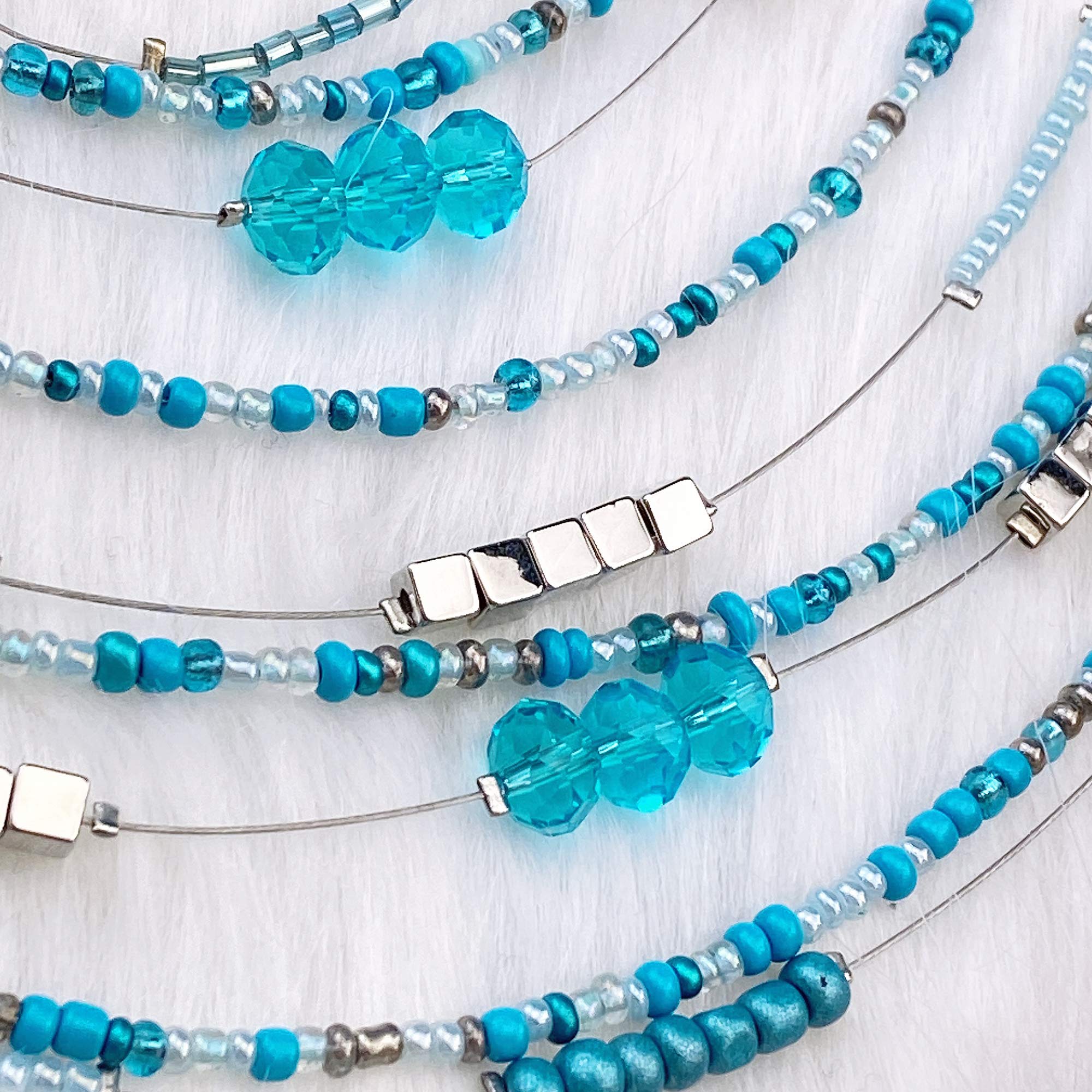 Bocar Multilayer Colorful Handmade Seed Beads Illusion Chain Bib Necklace Wedding Bridal Jewelry - Image 5