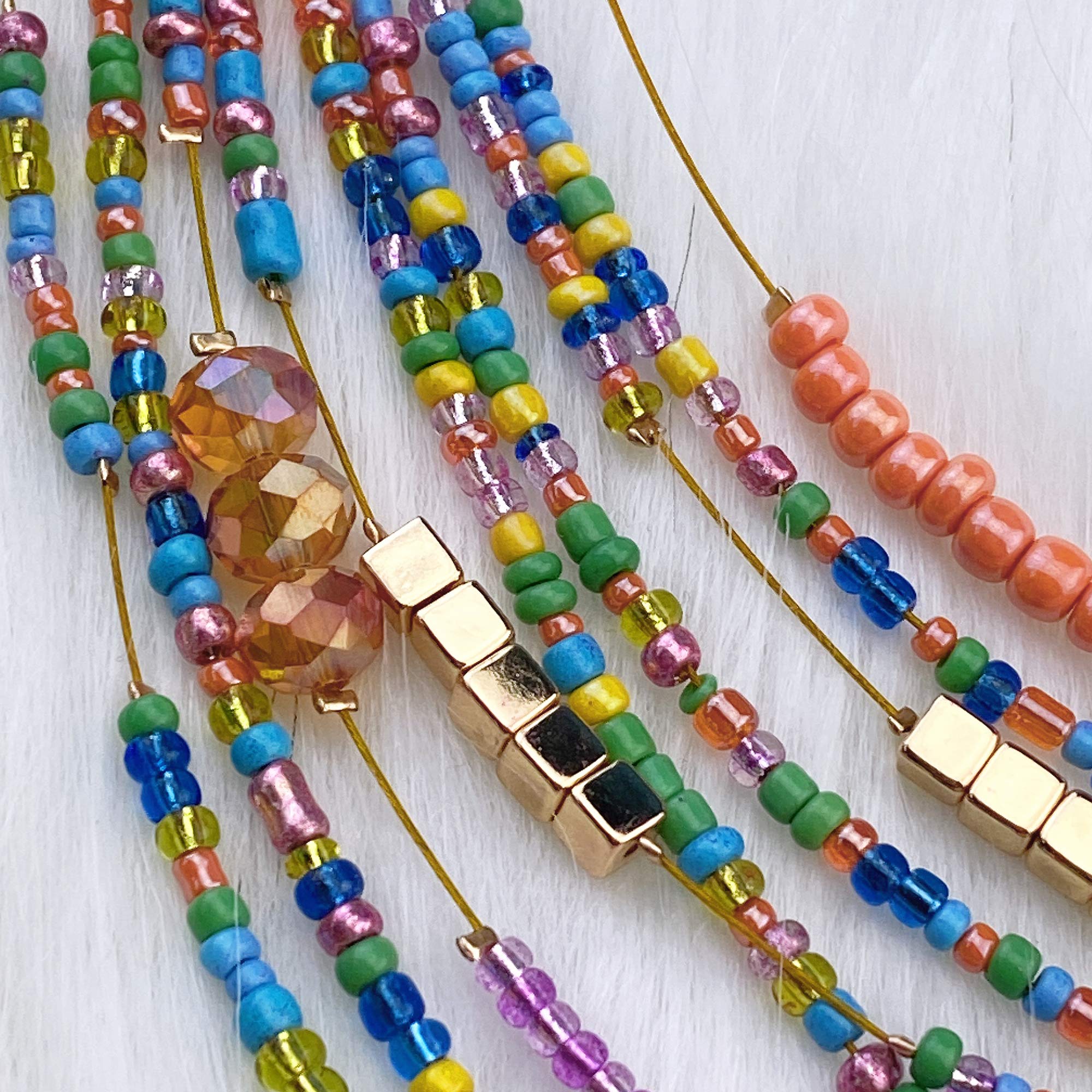 Bocar Multilayer Colorful Handmade Seed Beads Illusion Chain Bib Necklace Wedding Bridal Jewelry - Image 5