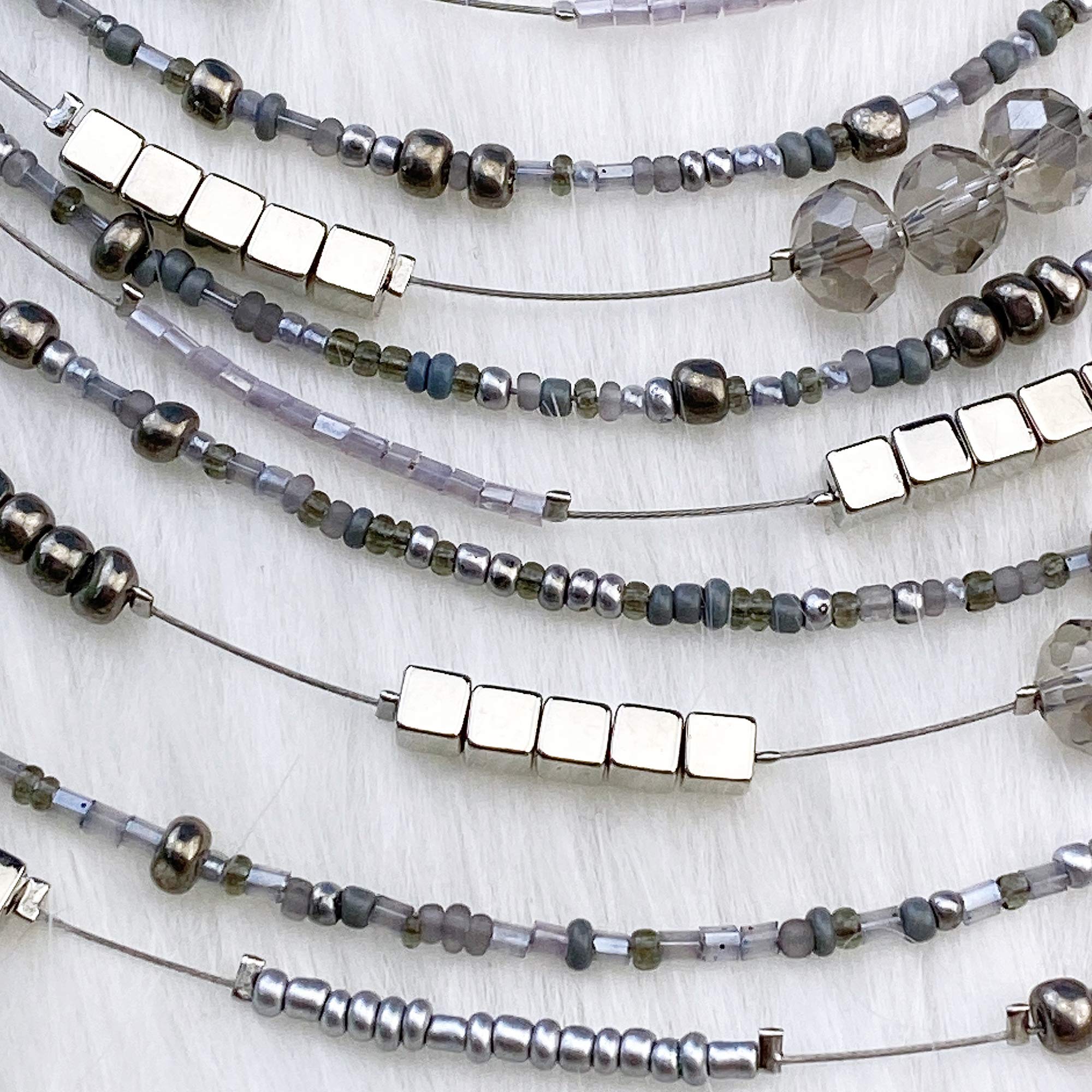 Bocar Multilayer Colorful Handmade Seed Beads Illusion Chain Bib Necklace Wedding Bridal Jewelry - Image 5