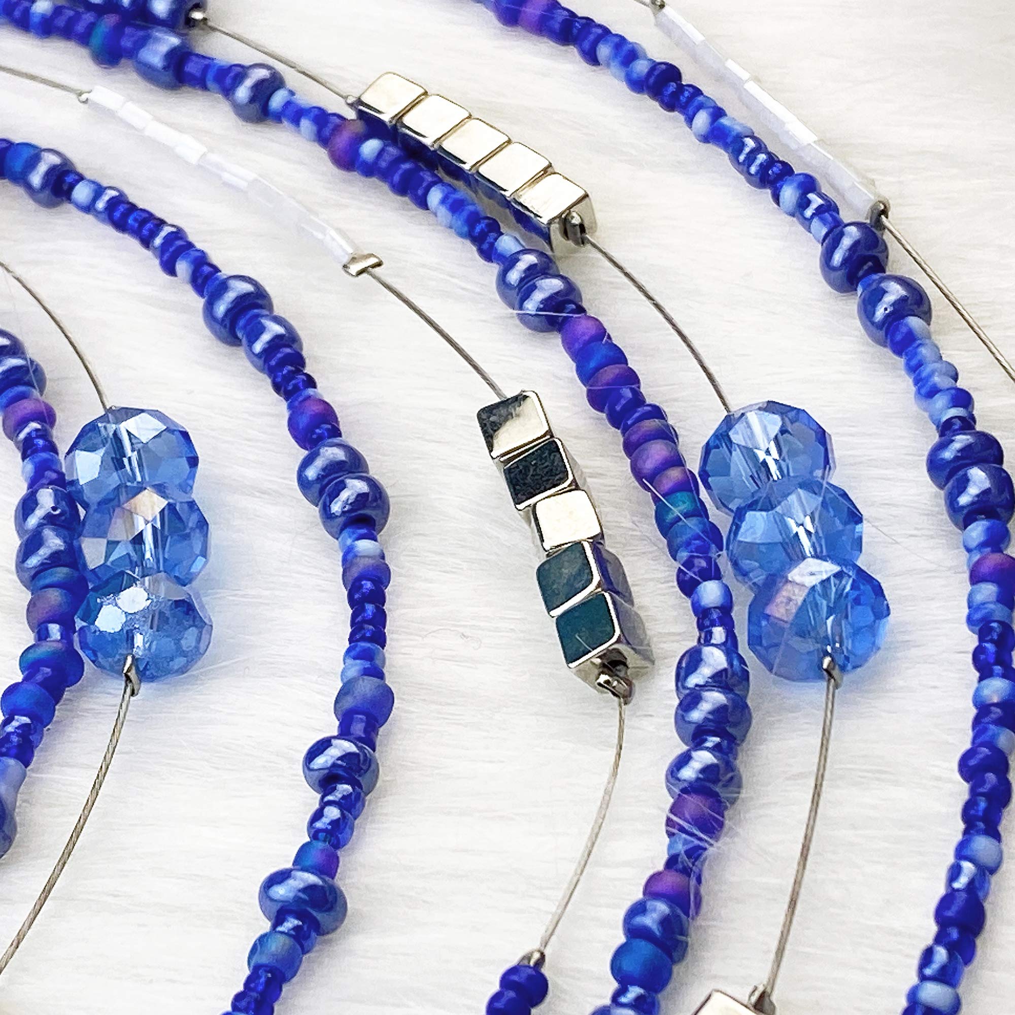 Bocar Multilayer Colorful Handmade Seed Beads Illusion Chain Bib Necklace Wedding Bridal Jewelry - Image 5