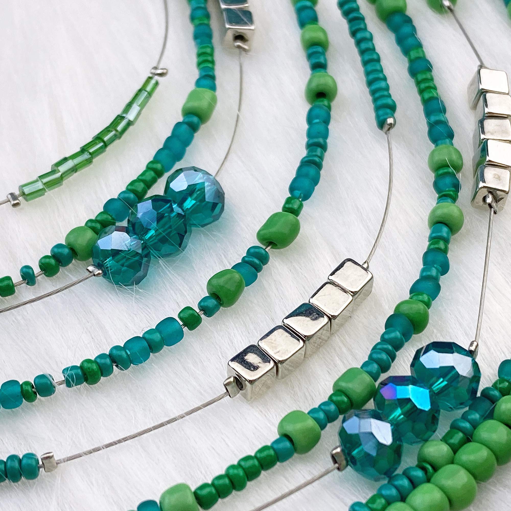 Bocar Multilayer Colorful Handmade Seed Beads Illusion Chain Bib Necklace Wedding Bridal Jewelry - Image 5