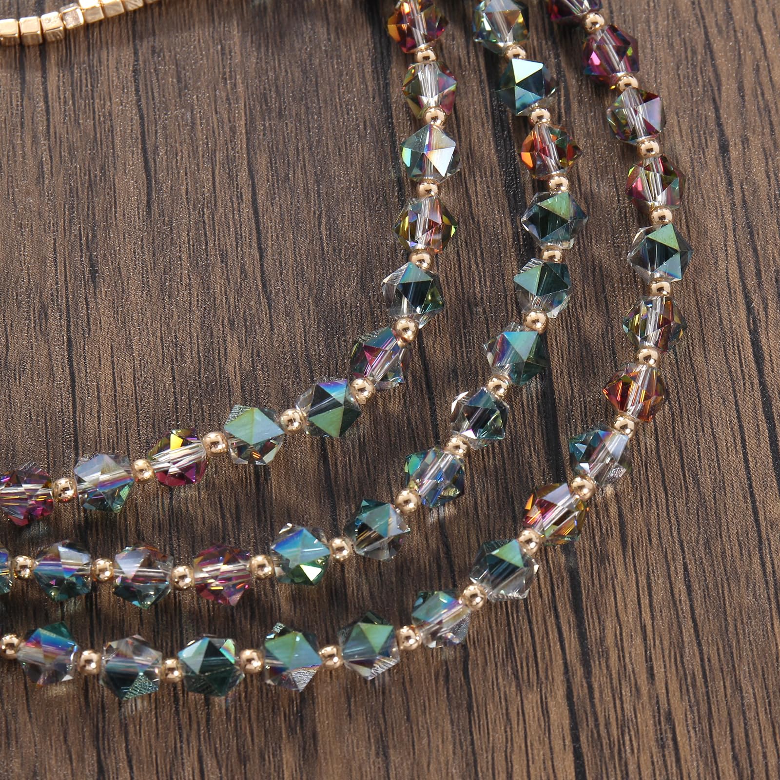 Bocar Necklace for Women, 3 Layer Beaded Necklace Crystal Beads Strand Fashion Jewelry, Party Gifts for Her - Image 4