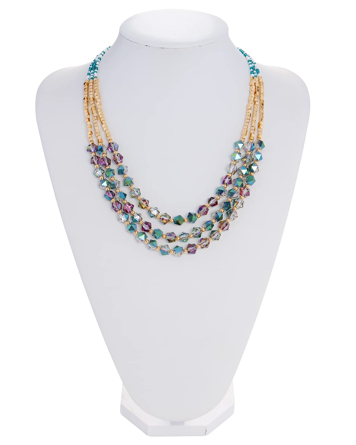 Bocar Necklace for Women, 3 Layer Beaded Necklace Crystal Beads Strand Fashion Jewelry, Party Gifts for Her - Image 7