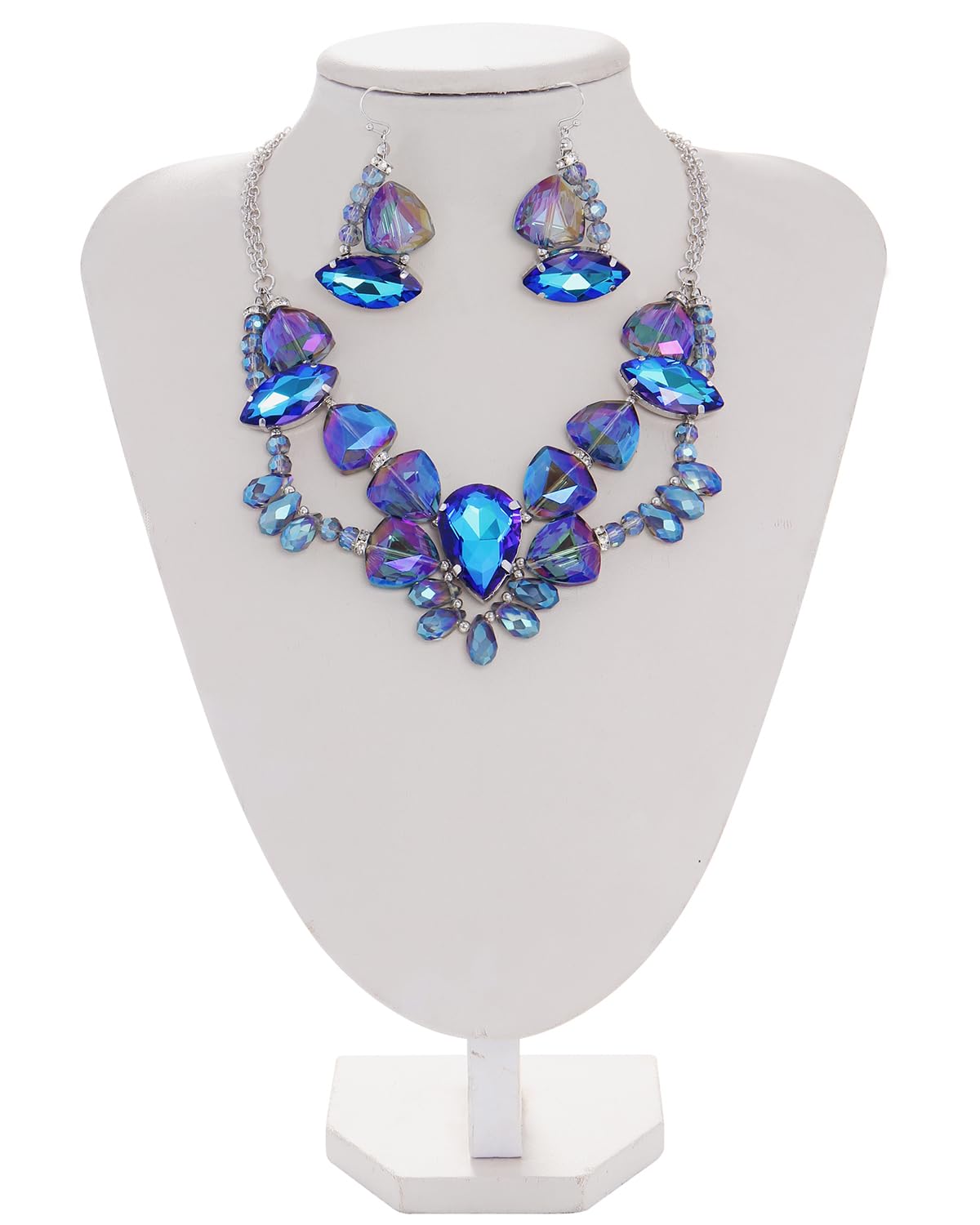 Bocar Necklace for Women, Statement Necklace, Crystal Strand Fashion Jewelry, Choker Shell Necklace and Earring Set, Party Gifts for Her - Image 3