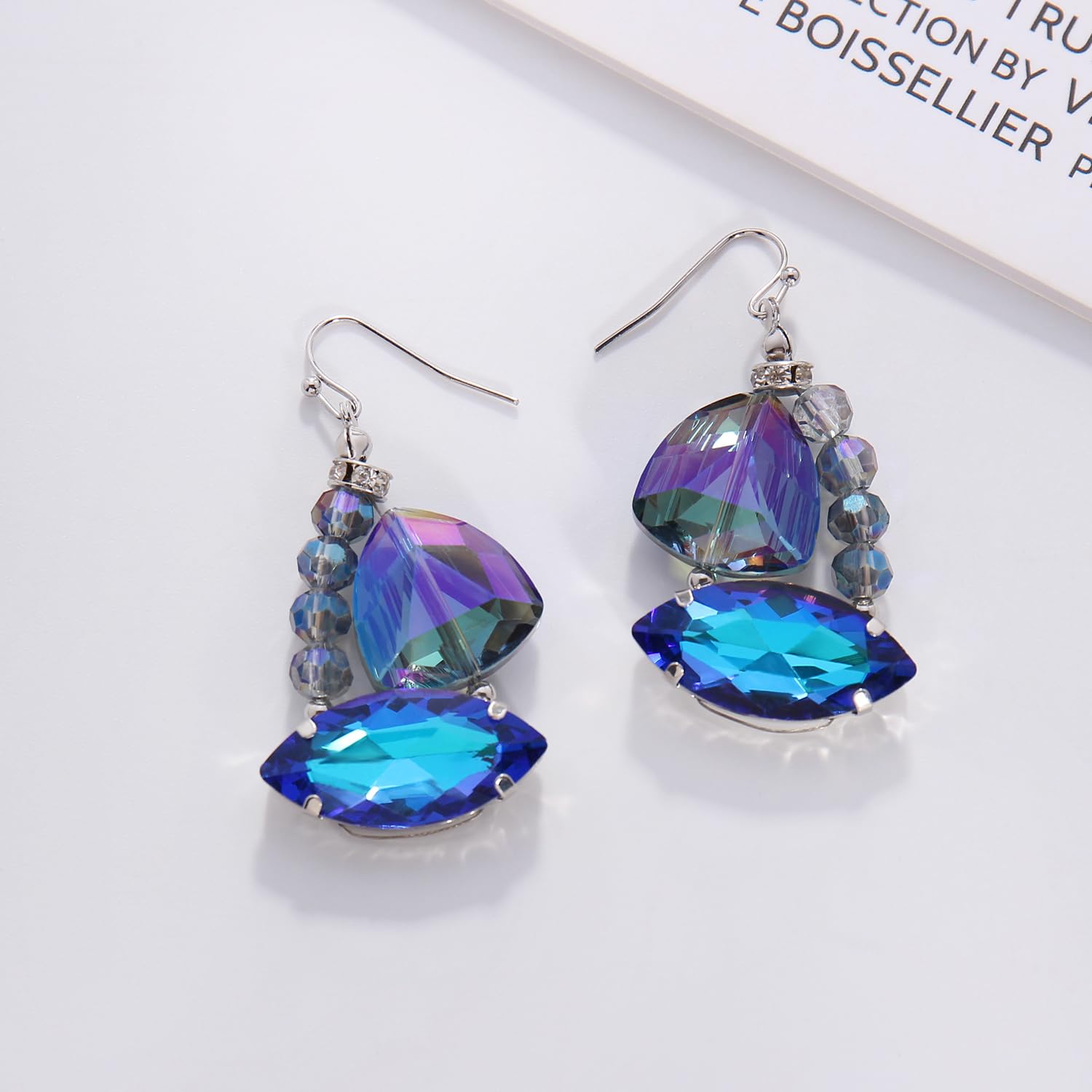 Bocar Necklace for Women, Statement Necklace, Crystal Strand Fashion Jewelry, Choker Shell Necklace and Earring Set, Party Gifts for Her - Image 8