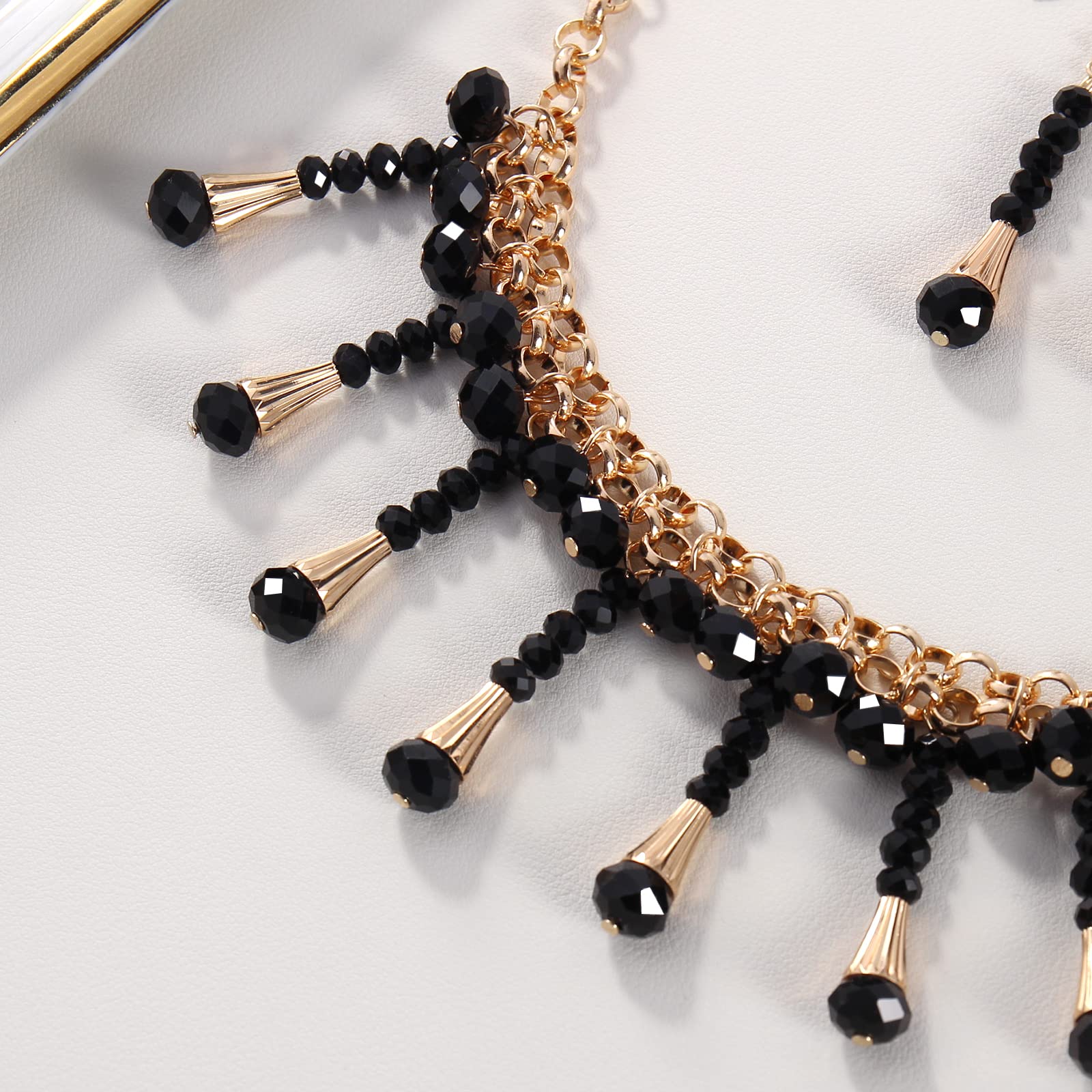 Bocar Necklace for Women, Statement Necklace with Earrings, Collar Necklace, Beaded Necklace with Pendant and Crystal Ball, Jewelry Set for Women Gifts - Image 4